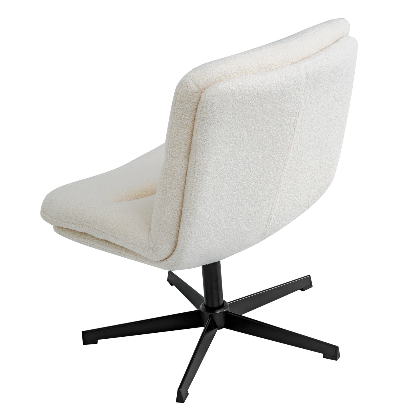 Chloe Commercial Wide Mid-Back Cream Padded Faux Shearling Armless Stationary Task Office Chair with Adjustable Height, Swivel Function, Black Frame Cream Faux Shearling/Black Frame