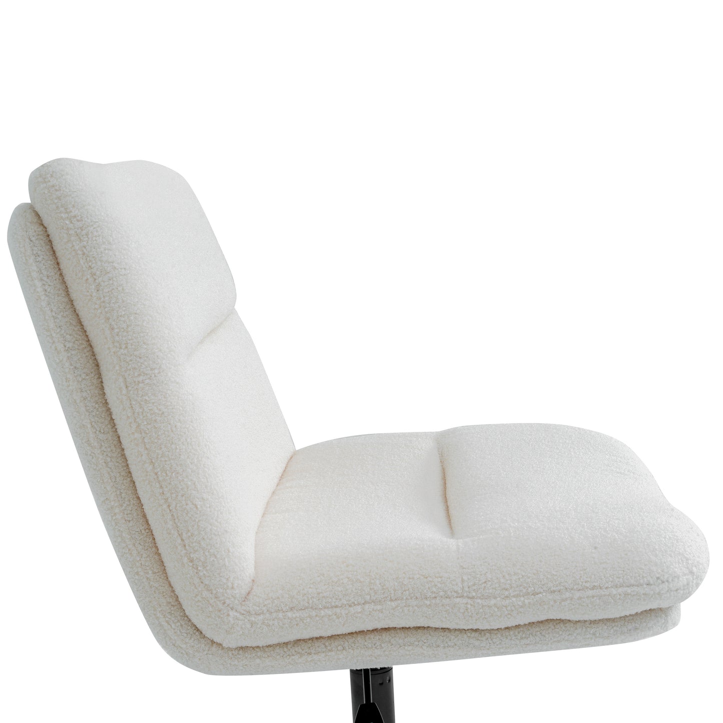 Chloe Commercial Wide Mid-Back Cream Padded Faux Shearling Armless Stationary Task Office Chair with Adjustable Height, Swivel Function, Black Frame Cream Faux Shearling/Black Frame