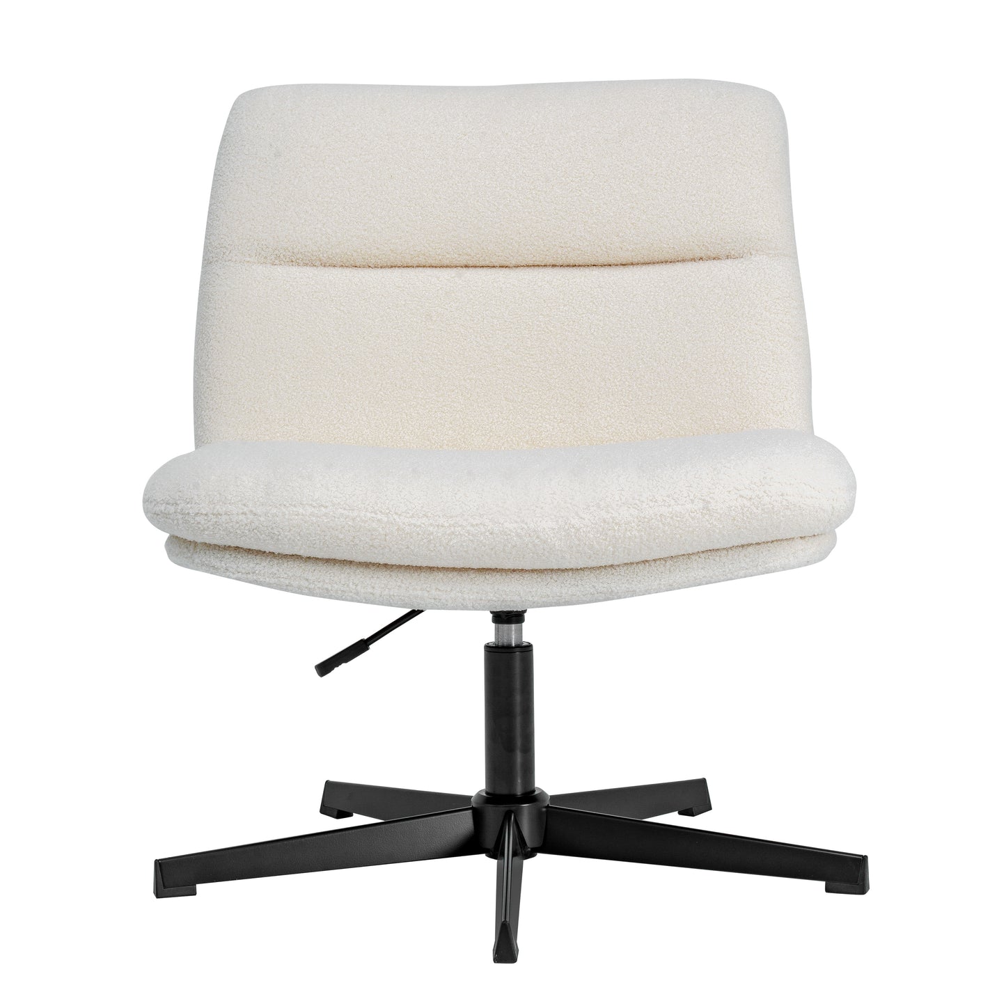 Chloe Commercial Wide Mid-Back Cream Padded Faux Shearling Armless Stationary Task Office Chair with Adjustable Height, Swivel Function, Black Frame Cream Faux Shearling/Black Frame