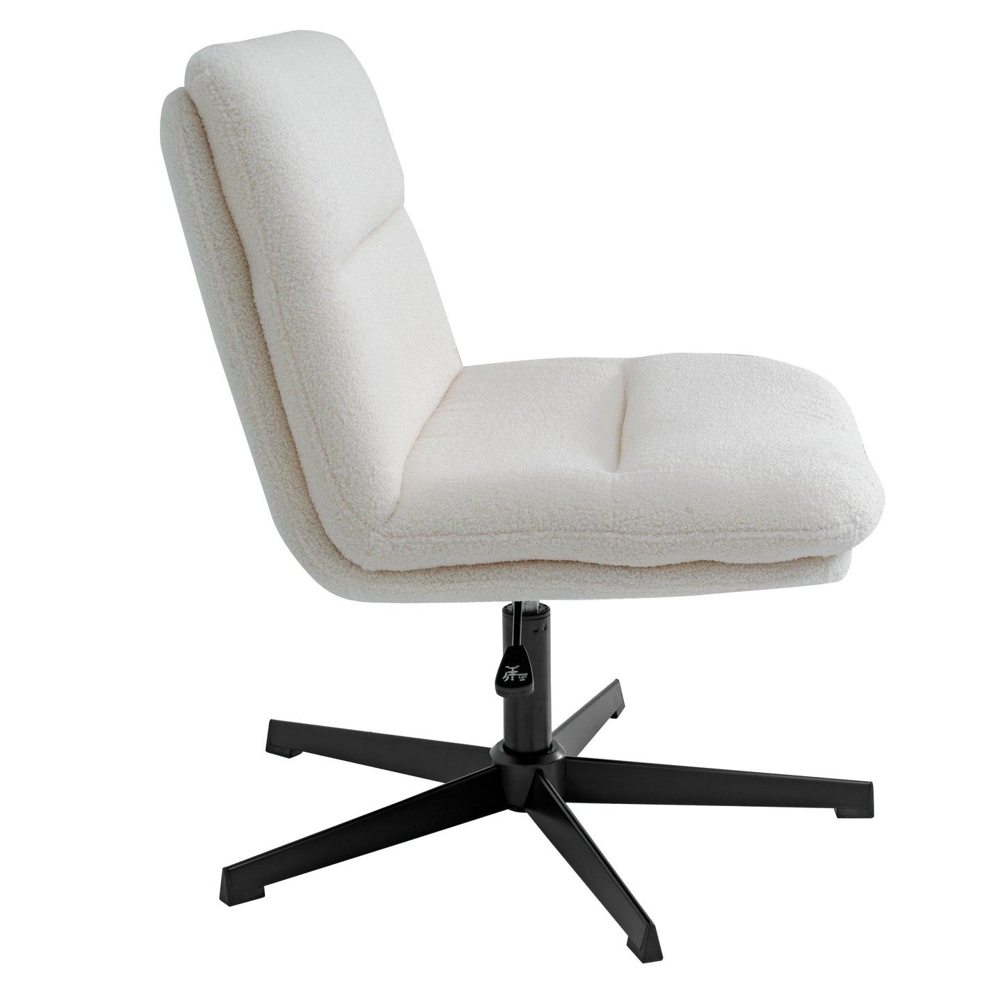 Chloe Commercial Wide Mid-Back Cream Padded Faux Shearling Armless Stationary Task Office Chair with Adjustable Height, Swivel Function, Black Frame Cream Faux Shearling/Black Frame