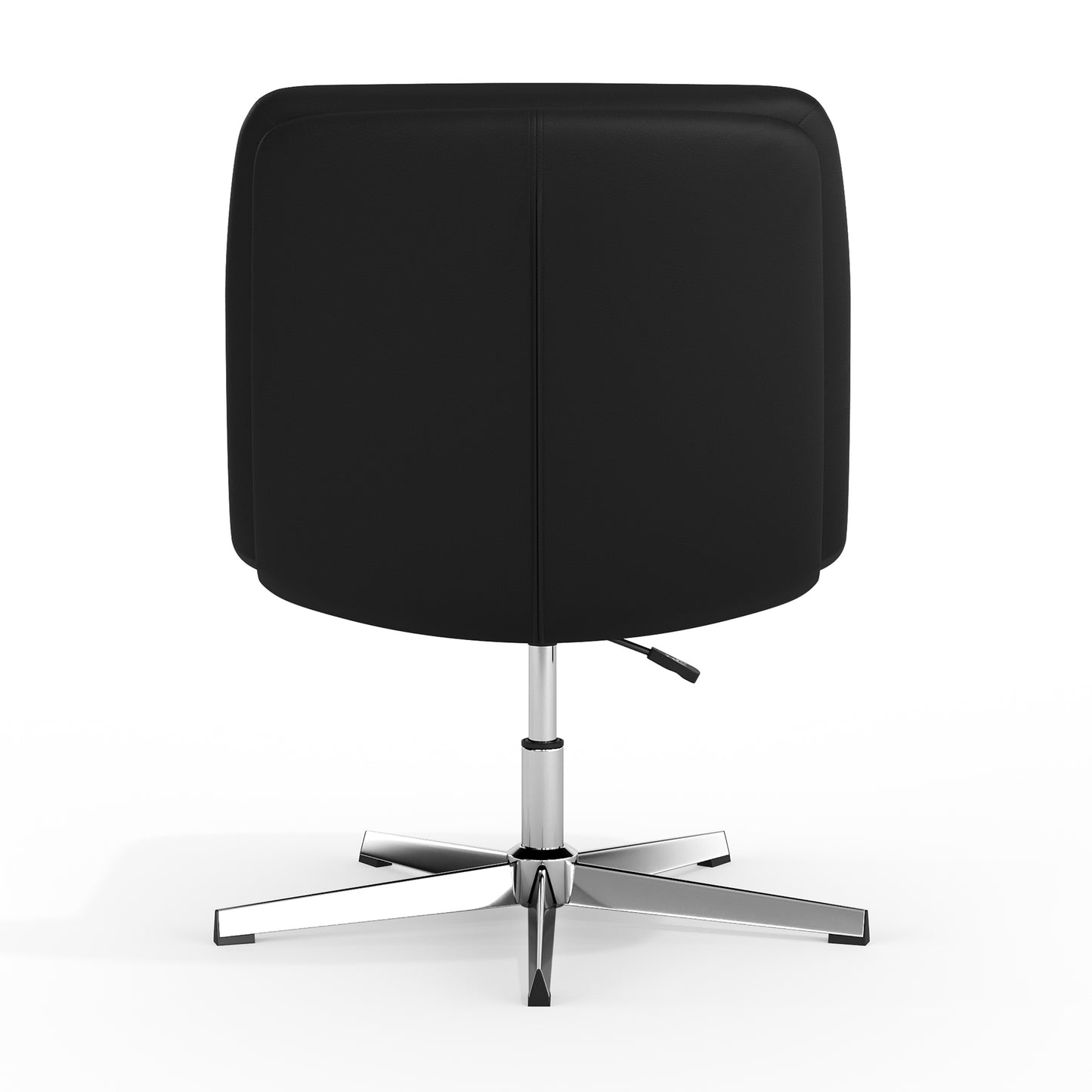 Chloe Commercial Wide Mid-Back Black Padded LeatherSoft Armless Stationary Task Office Chair with Adjustable Height, Swivel Function, and Chrome Frame Black LeatherSoft/Chrome Frame