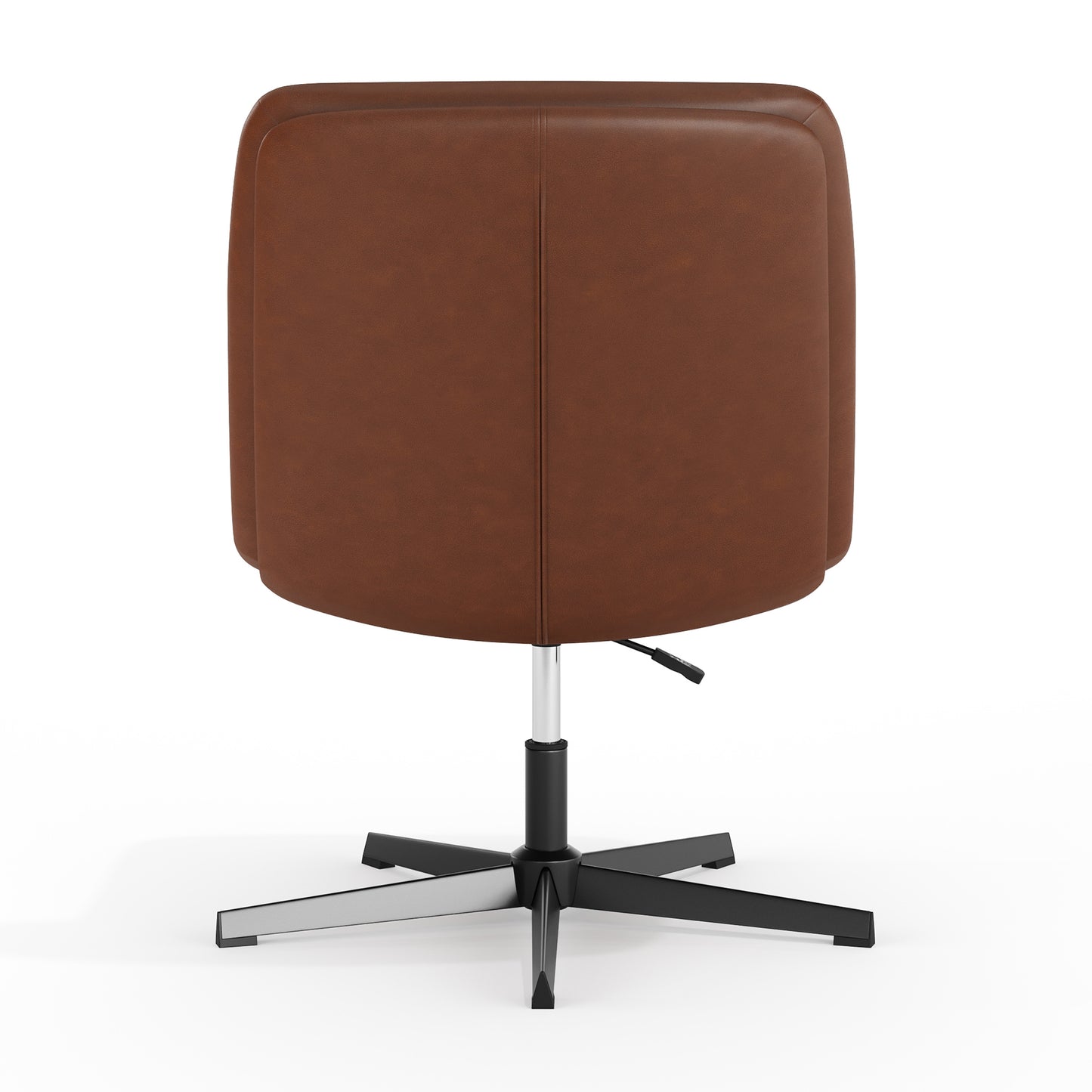 Chloe Commercial Wide Mid-Back Cognac Padded LeatherSoft Armless Stationary Task Office Chair with Adjustable Height, Swivel Function, and Black Frame Cognac LeatherSoft/Black Frame