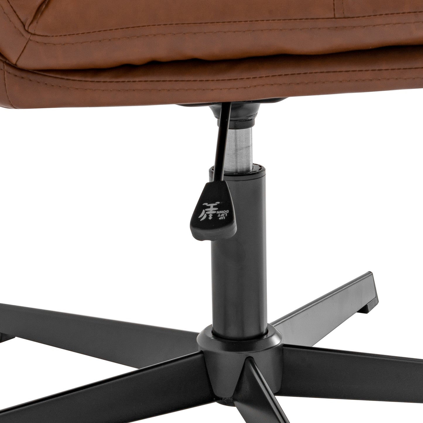 Chloe Commercial Wide Mid-Back Cognac Padded LeatherSoft Armless Stationary Task Office Chair with Adjustable Height, Swivel Function, and Black Frame Cognac LeatherSoft/Black Frame