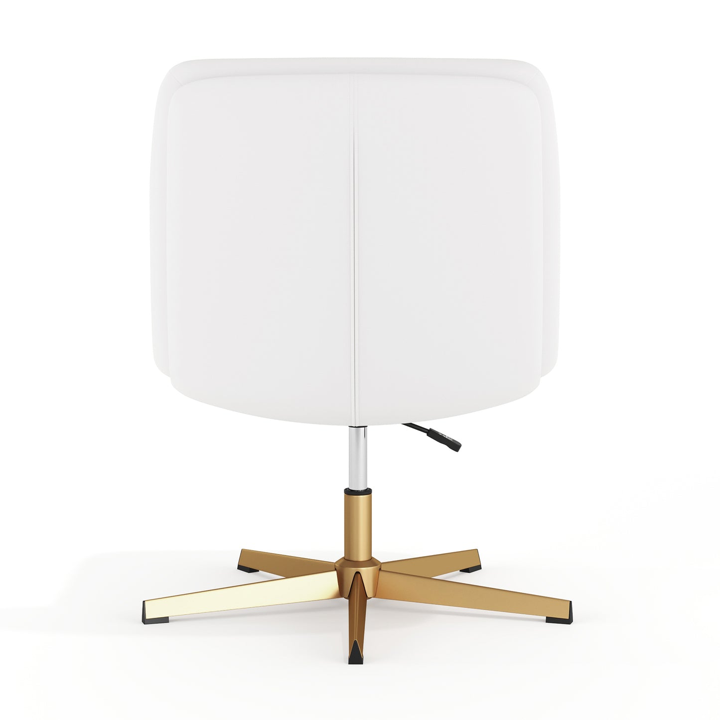 Chloe Commercial Wide Mid-Back White Padded LeatherSoft Armless Stationary Task Office Chair with Adjustable Height, Swivel Function, and Gold Frame White LeatherSoft/Gold Frame