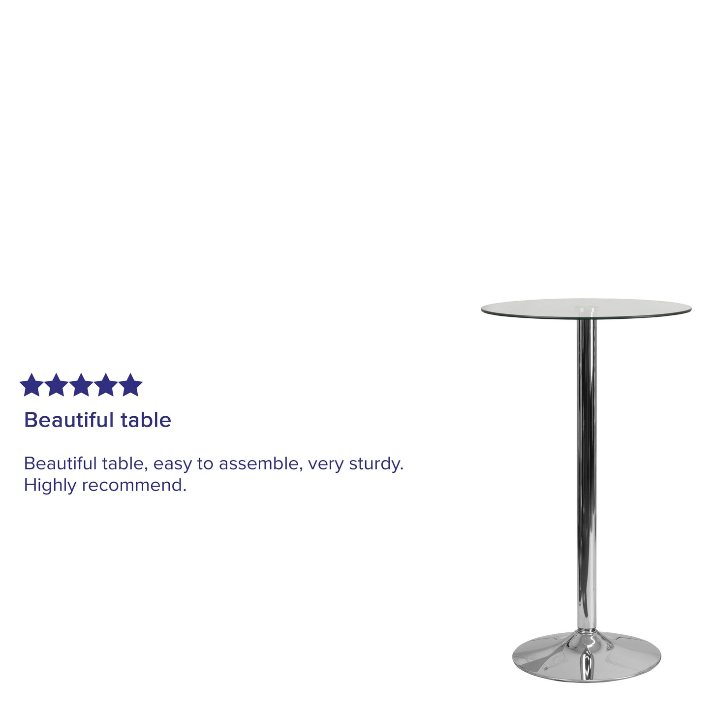 Fredrick 23.75'' Round Glass Table with 41.75''H Chrome Base Clear Top/Chrome Frame CH-3-GG