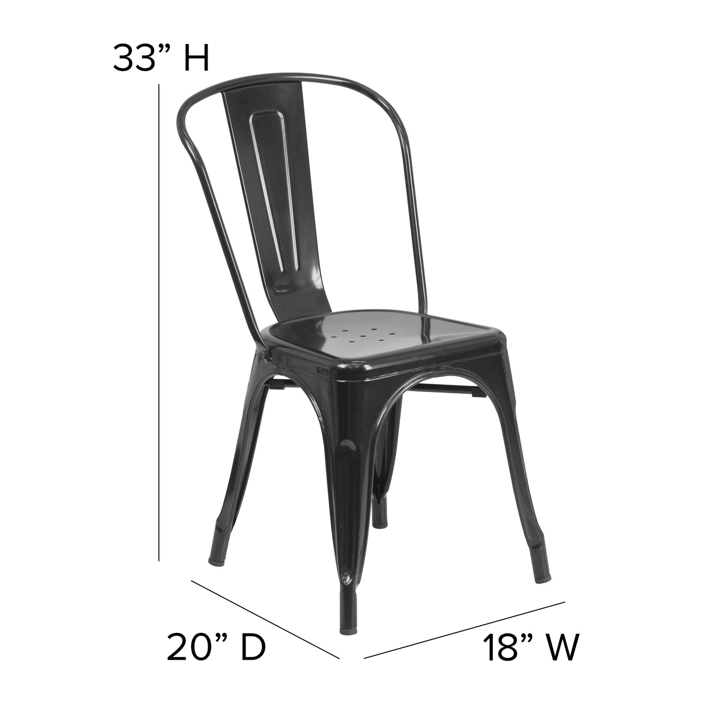 Perry Commercial Grade Black Metal Indoor-Outdoor Stackable Chair Black