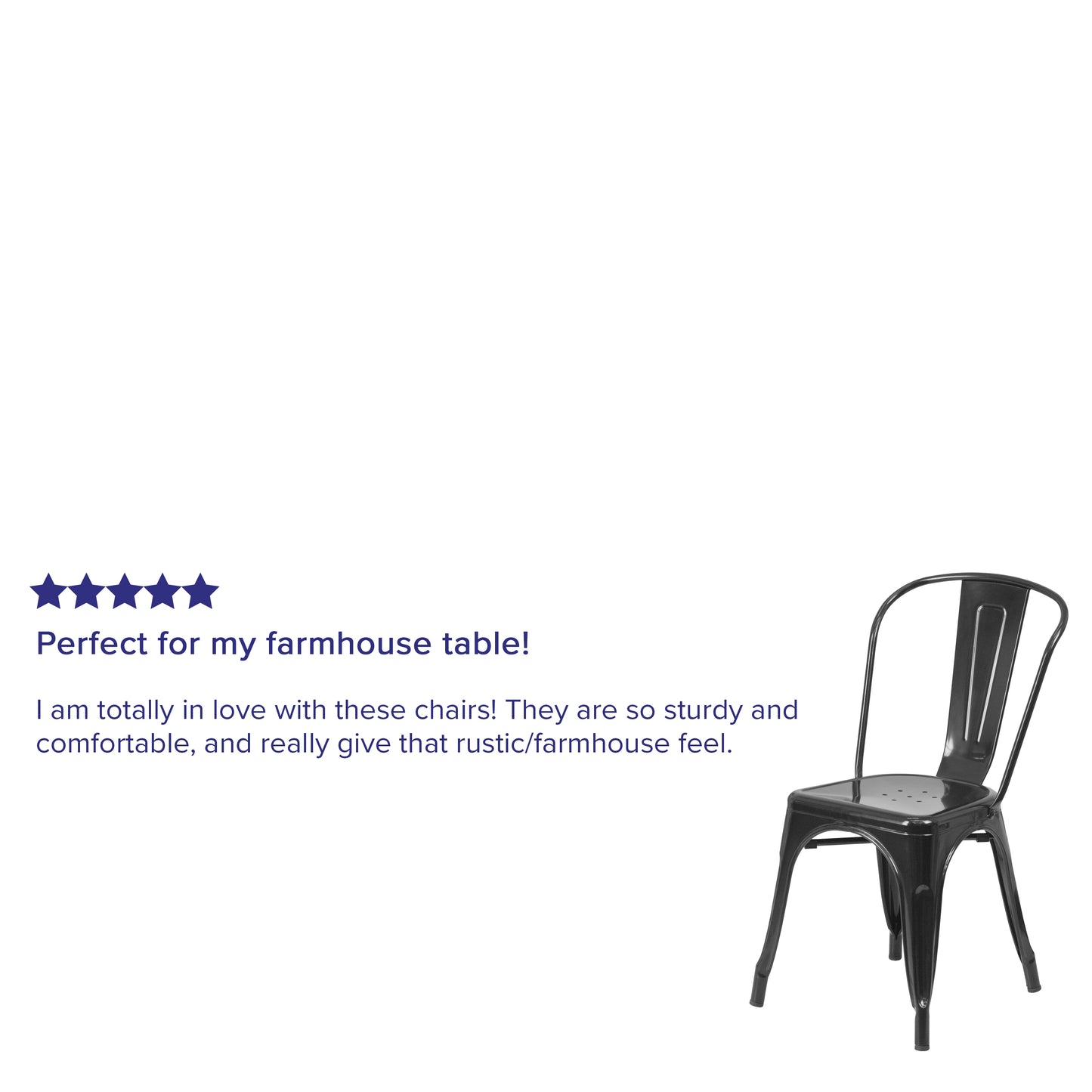 Perry Commercial Grade Black Metal Indoor-Outdoor Stackable Chair Black
