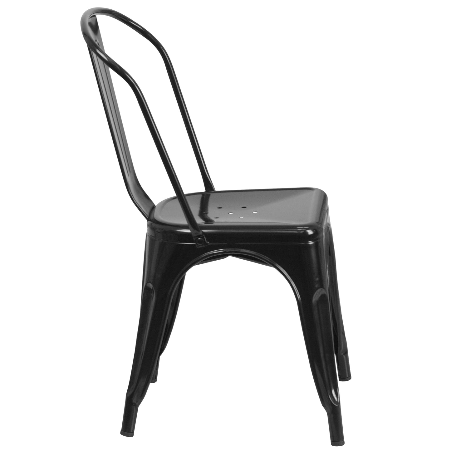 Perry Commercial Grade Black Metal Indoor-Outdoor Stackable Chair Black