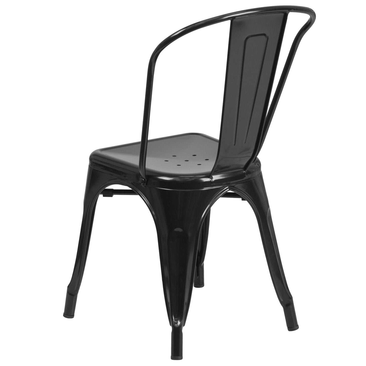 Perry Commercial Grade Black Metal Indoor-Outdoor Stackable Chair Black