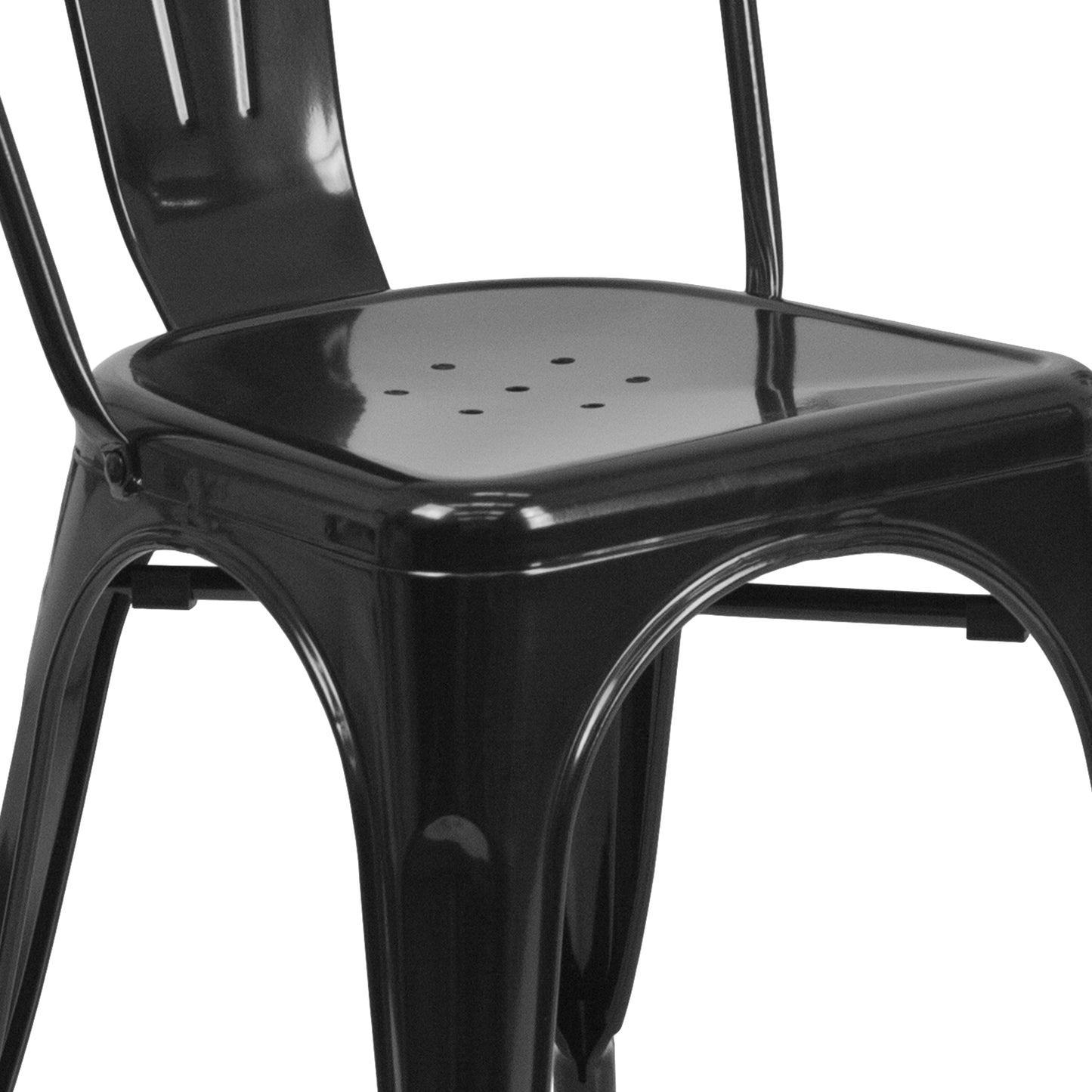 Perry Commercial Grade Black Metal Indoor-Outdoor Stackable Chair Black