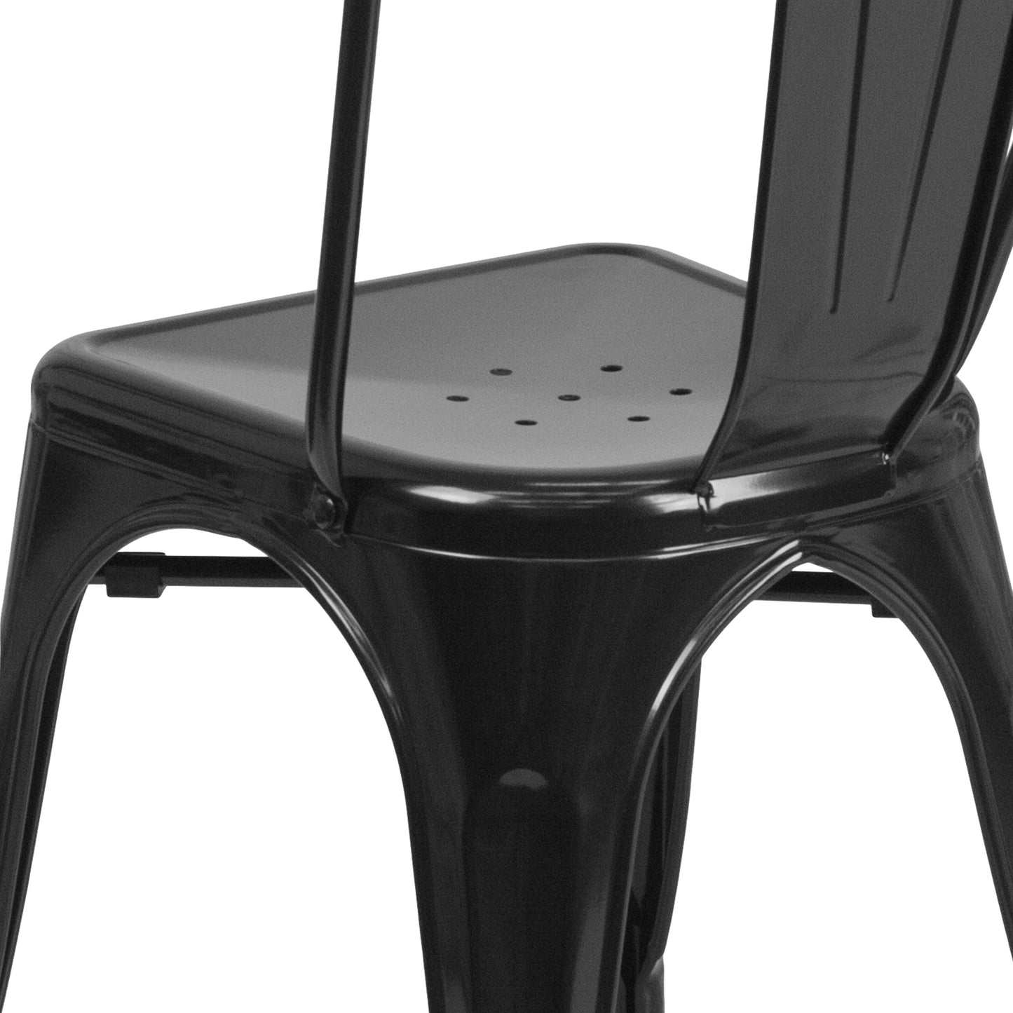 Perry Commercial Grade Black Metal Indoor-Outdoor Stackable Chair Black