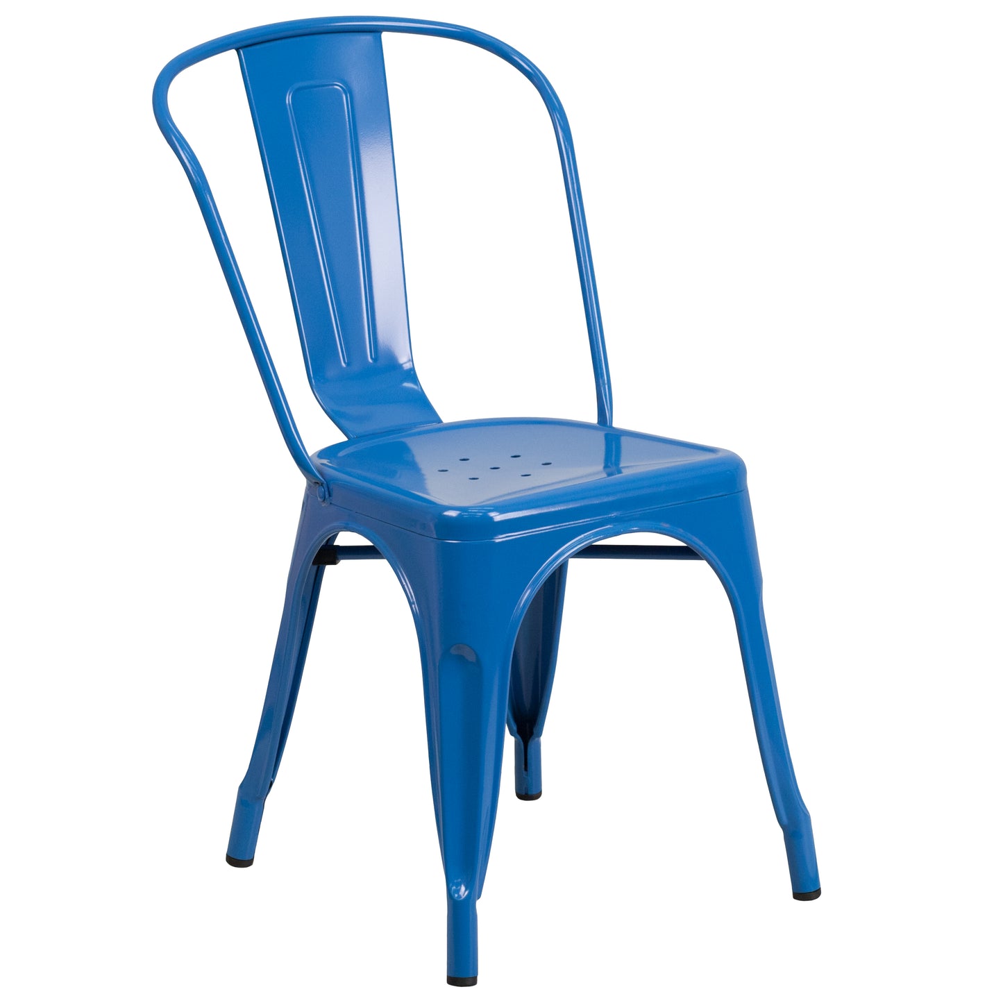 Perry Commercial Grade Blue Metal Indoor-Outdoor Stackable Chair Blue