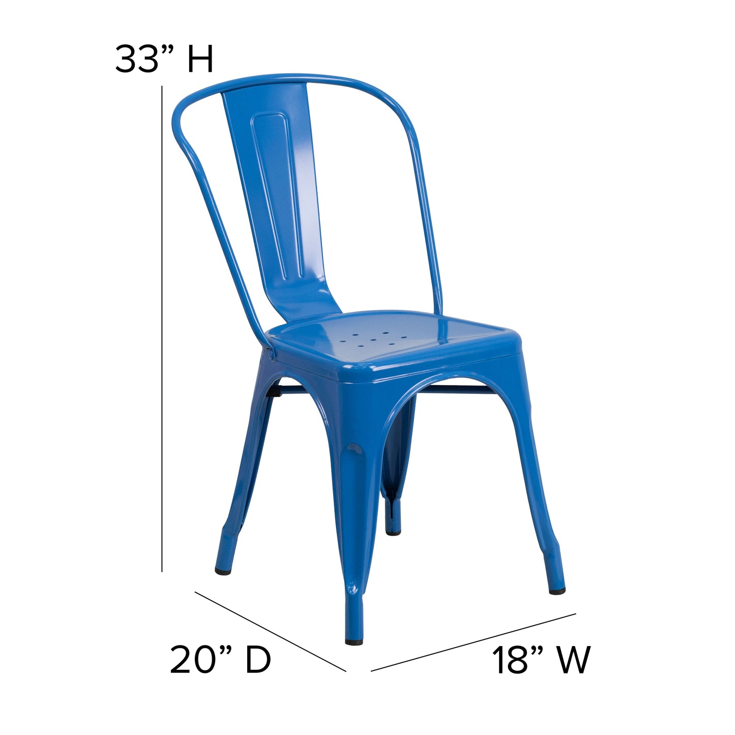 Perry Commercial Grade Blue Metal Indoor-Outdoor Stackable Chair Blue