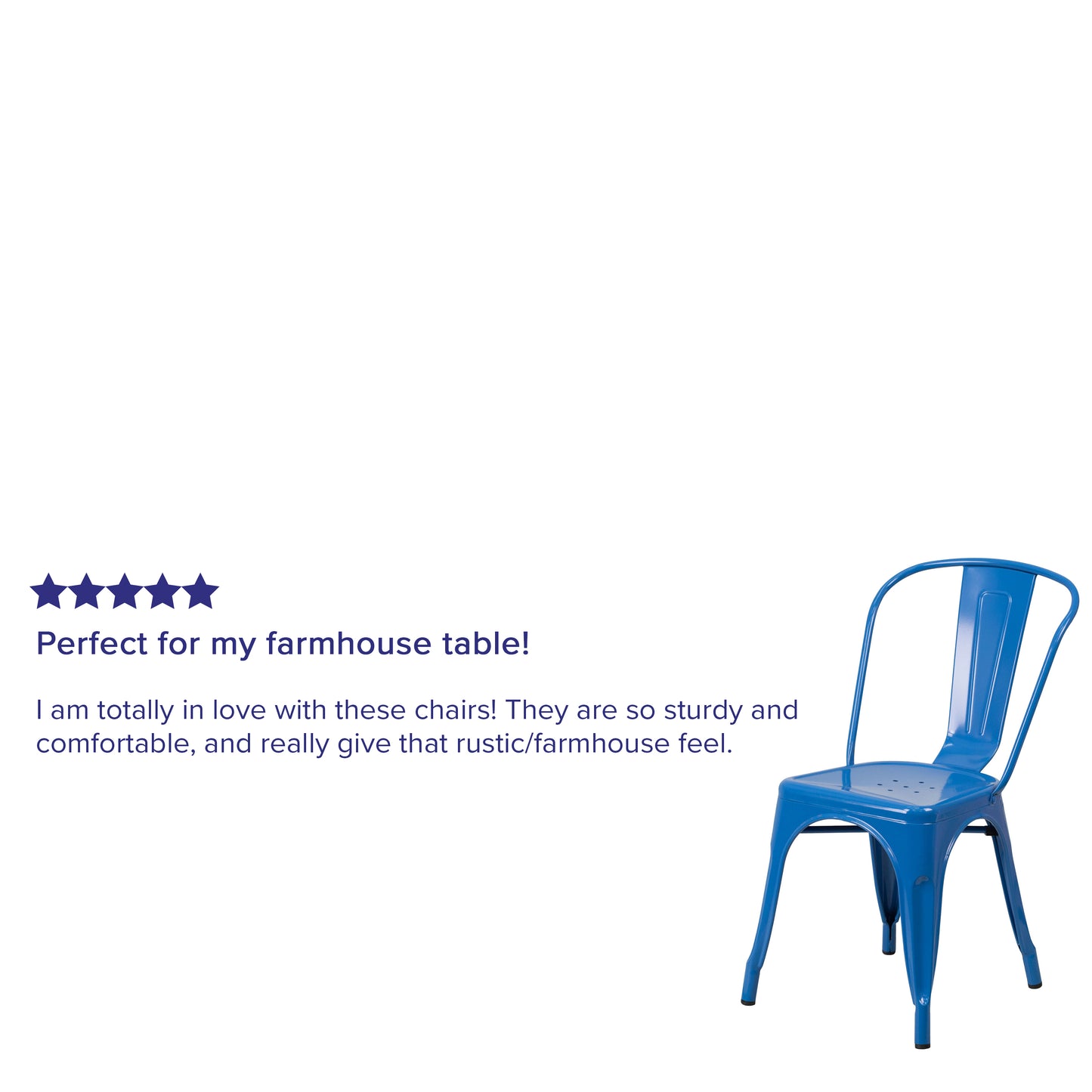 Perry Commercial Grade Blue Metal Indoor-Outdoor Stackable Chair Blue