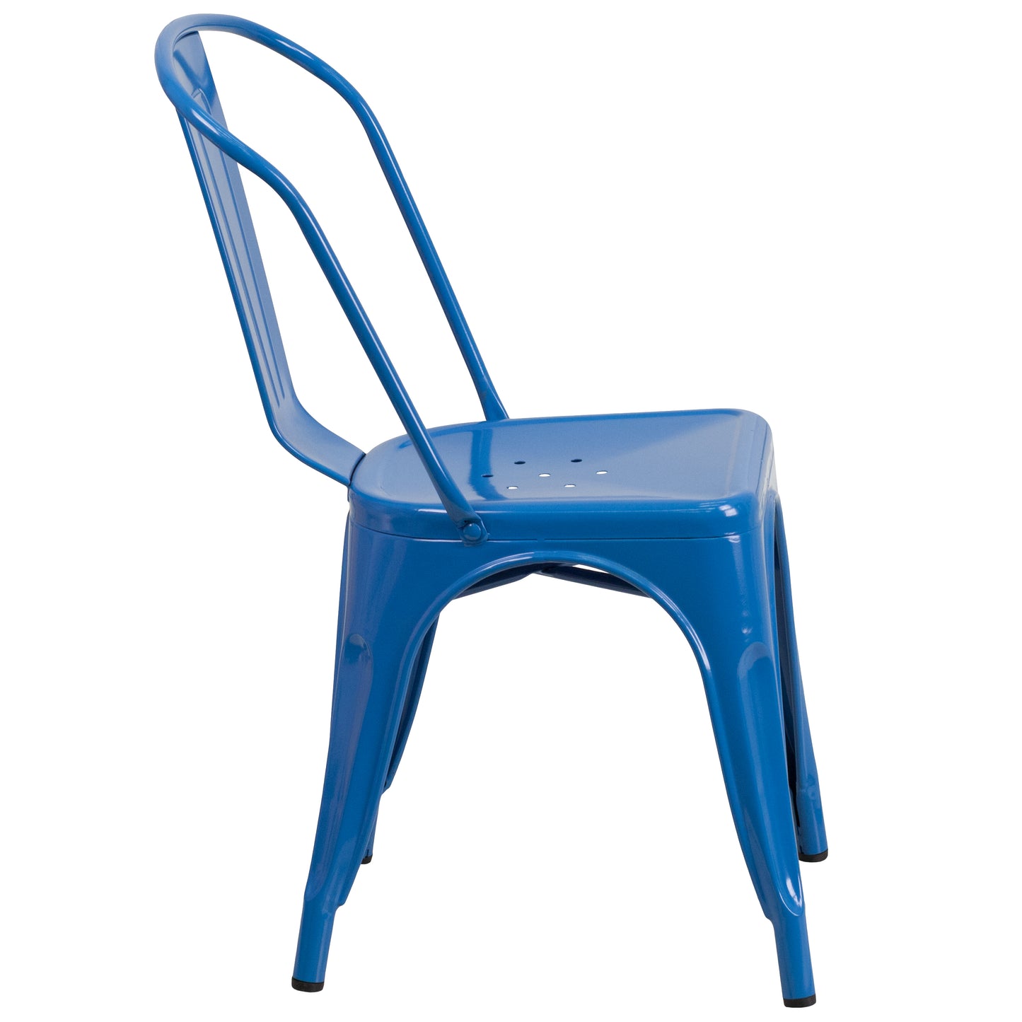 Perry Commercial Grade Blue Metal Indoor-Outdoor Stackable Chair Blue