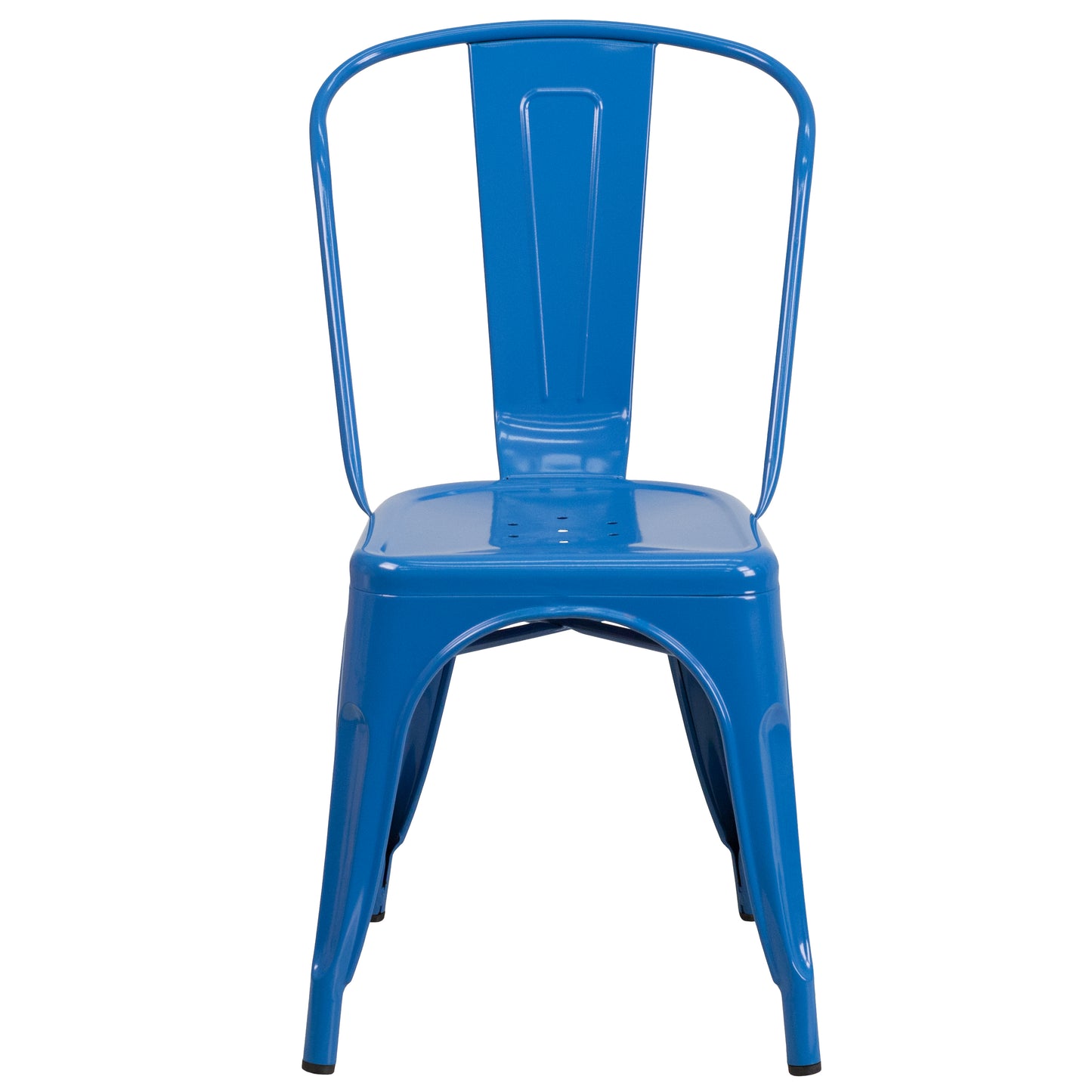 Perry Commercial Grade Blue Metal Indoor-Outdoor Stackable Chair Blue