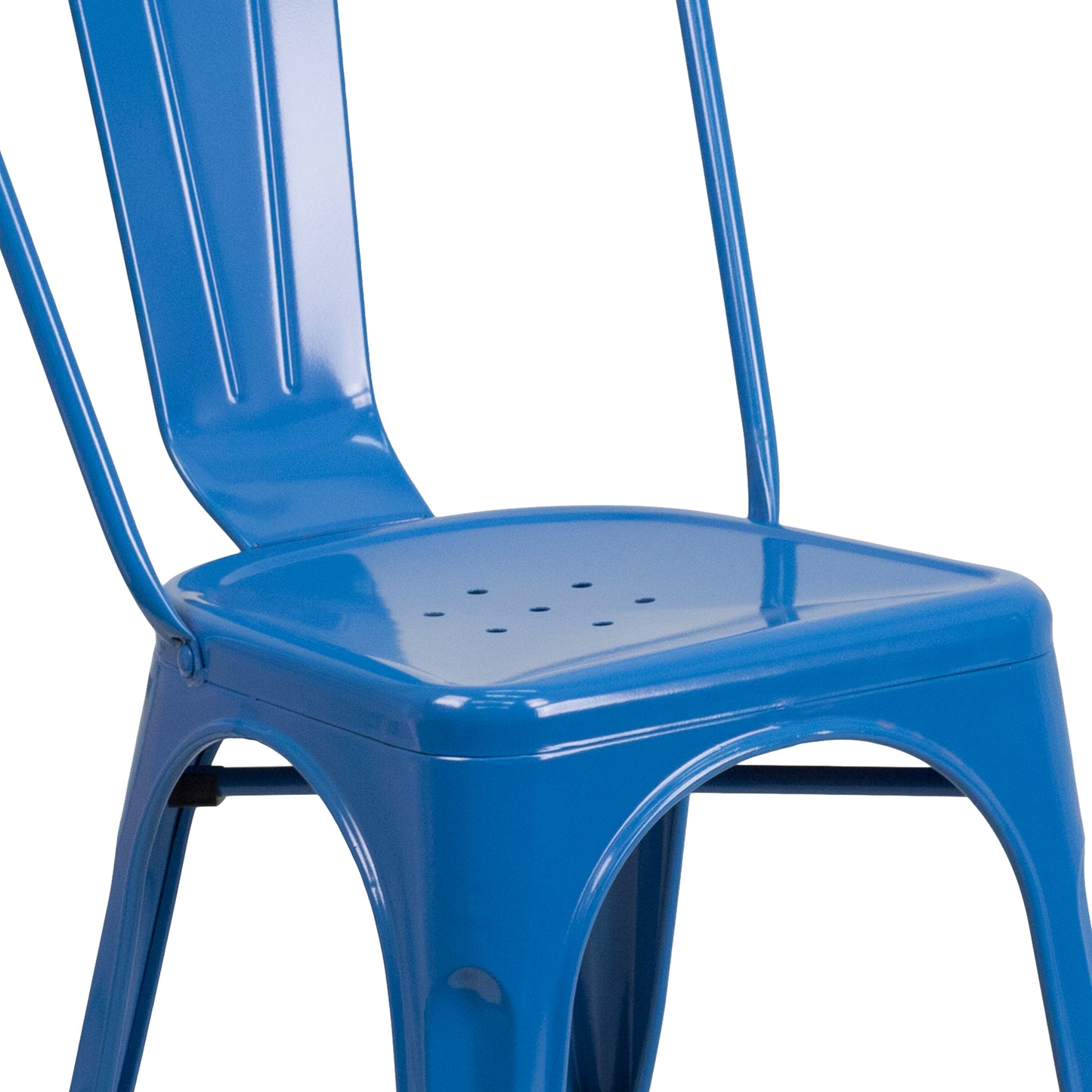 Perry Commercial Grade Blue Metal Indoor-Outdoor Stackable Chair Blue