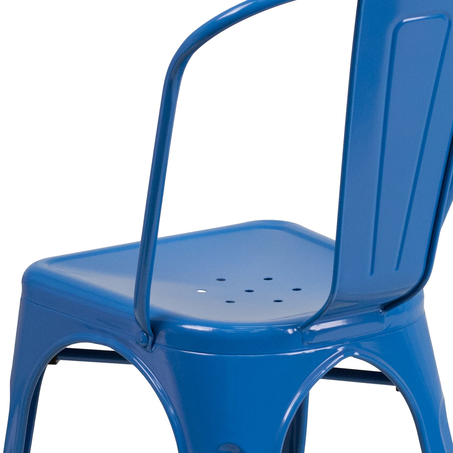 Perry Commercial Grade Blue Metal Indoor-Outdoor Stackable Chair Blue