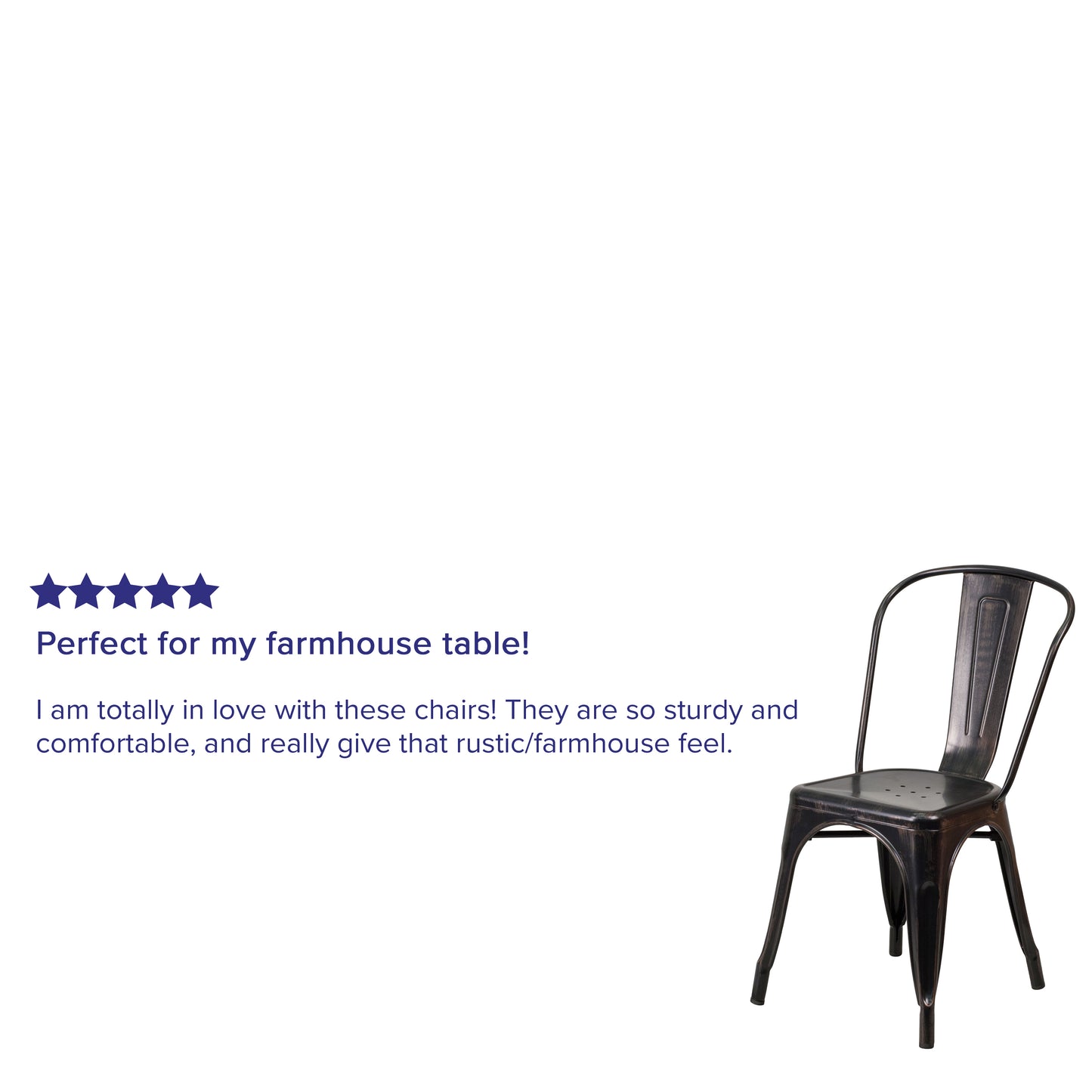 Perry Commercial Grade Black-Antique Gold Metal Indoor-Outdoor Stackable Chair Black-Antique Gold