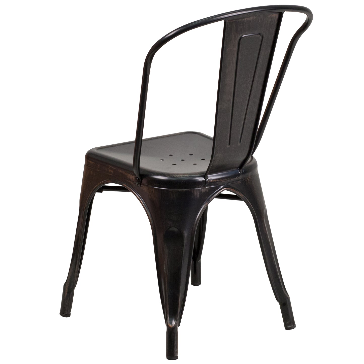 Perry Commercial Grade Black-Antique Gold Metal Indoor-Outdoor Stackable Chair Black-Antique Gold