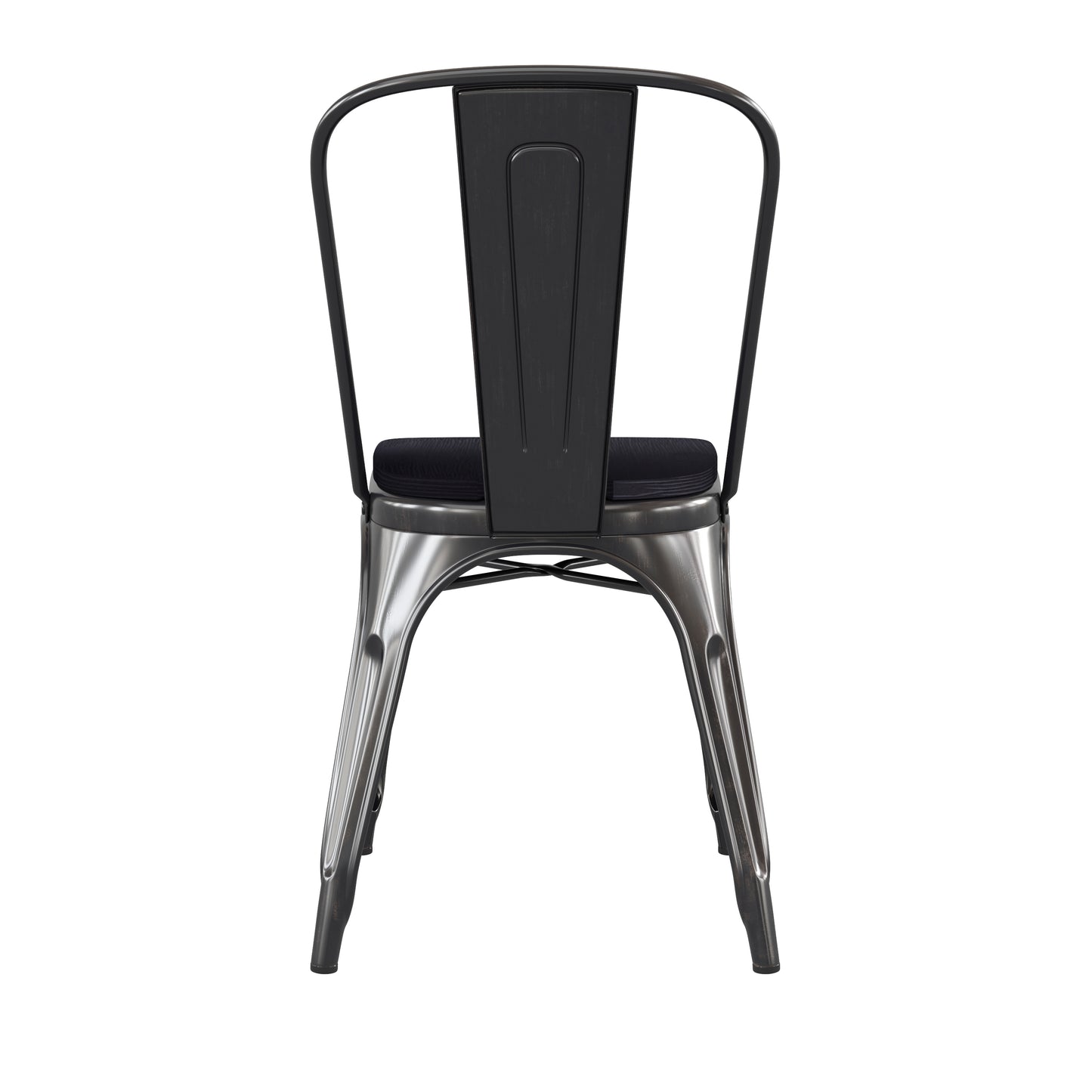 Perry Commercial Grade Black-Antique Gold Metal Indoor-Outdoor Stackable Chair with Black Poly Resin Wood Seat Black Seat/Black-Antique Gold Frame