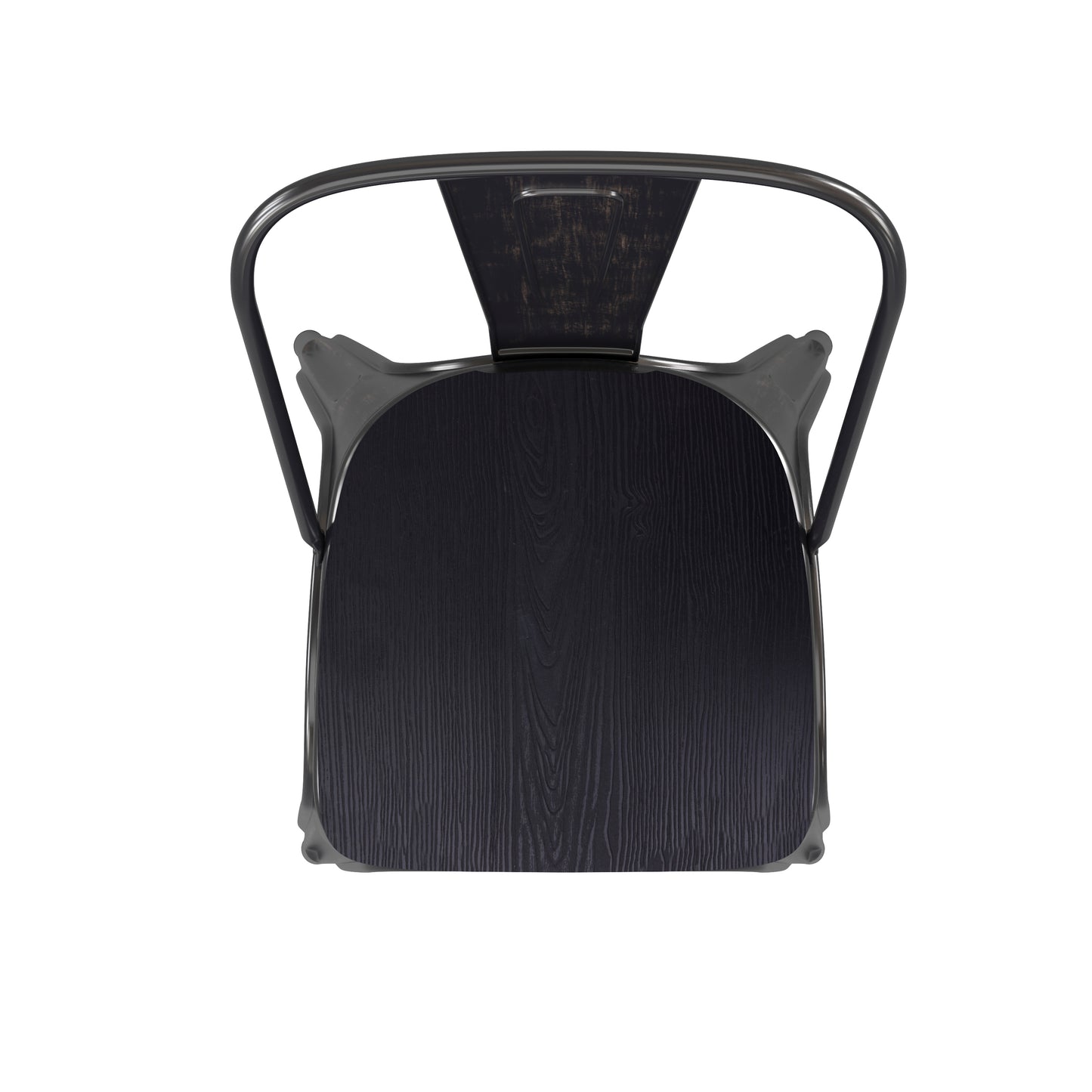 Perry Commercial Grade Black-Antique Gold Metal Indoor-Outdoor Stackable Chair with Black Poly Resin Wood Seat Black Seat/Black-Antique Gold Frame