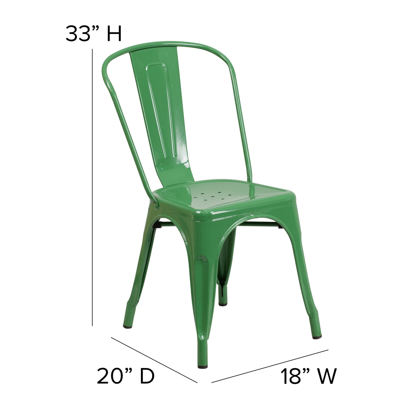 Perry Commercial Grade Green Metal Indoor-Outdoor Stackable Chair Green