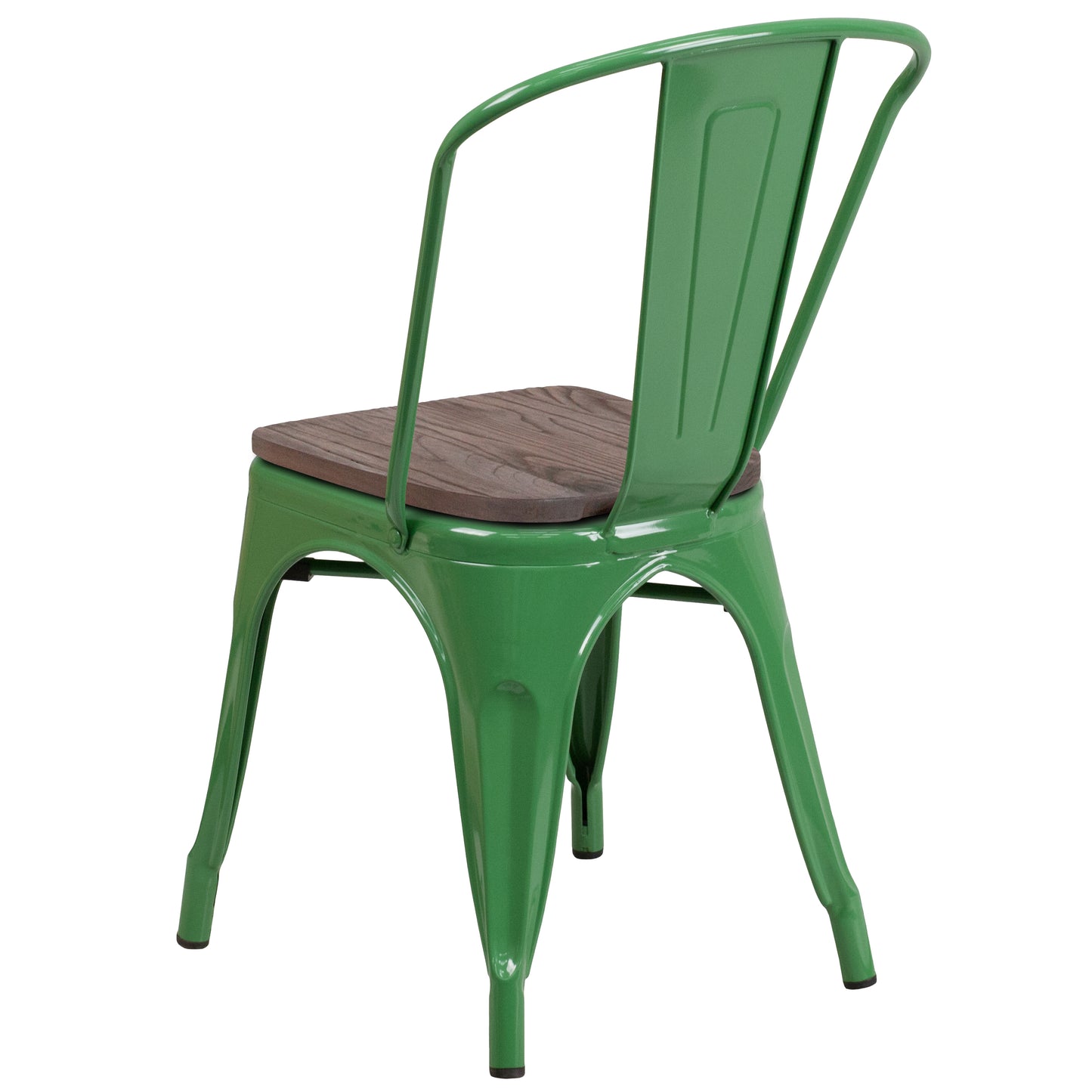 Perry Green Metal Stackable Chair with Wood Seat Green