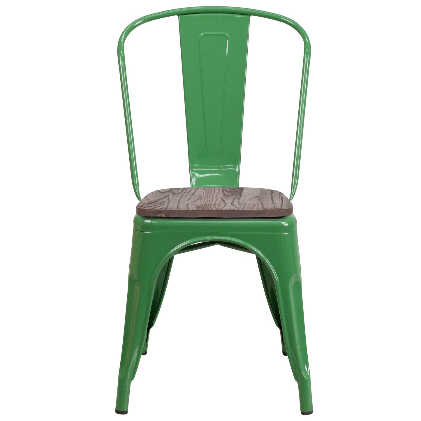 Perry Green Metal Stackable Chair with Wood Seat Green