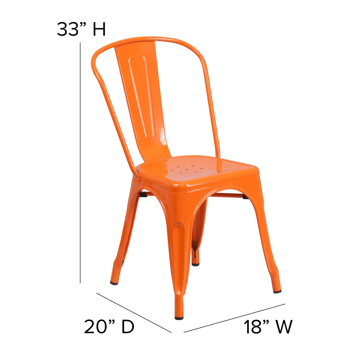 Perry Commercial Grade Orange Metal Indoor-Outdoor Stackable Chair Orange