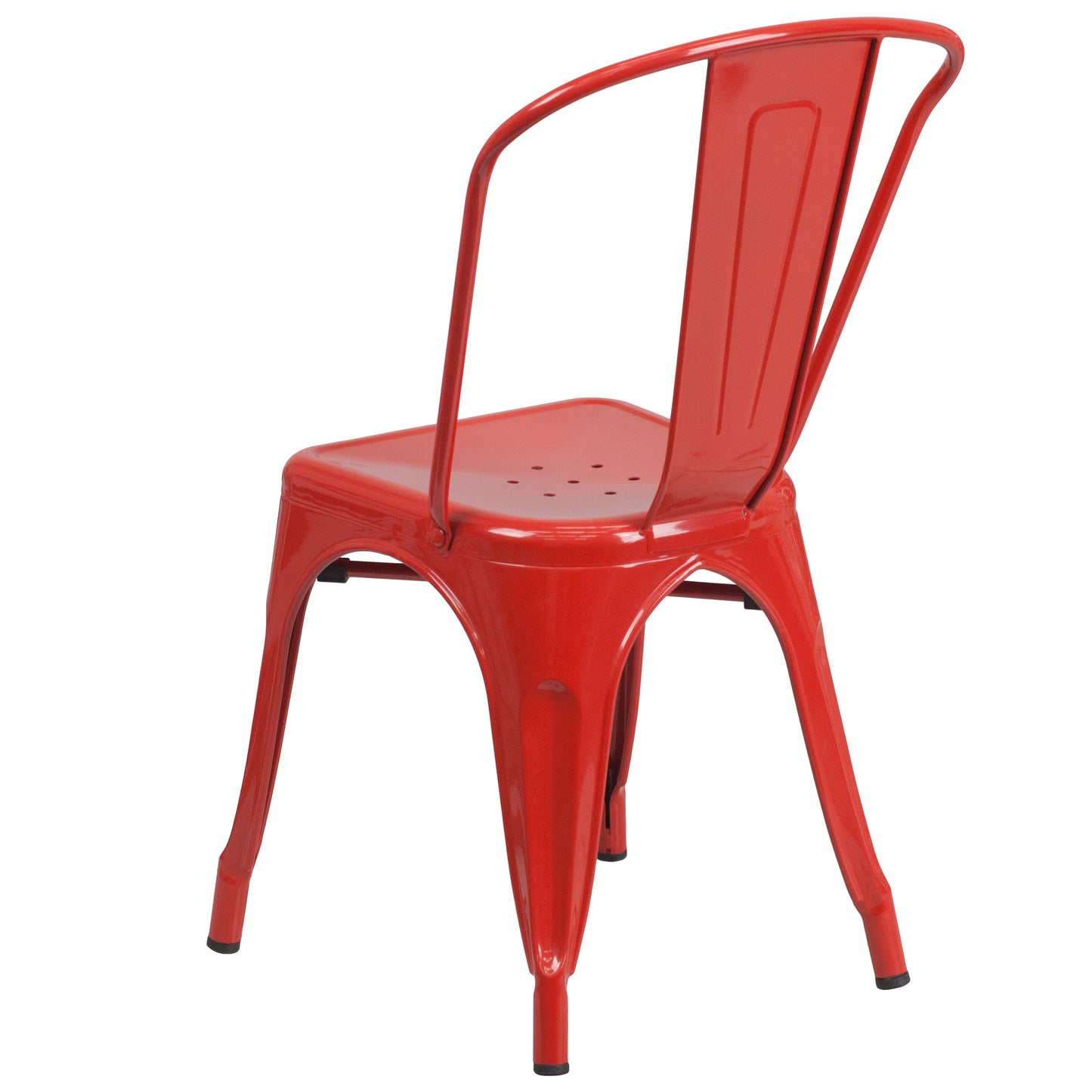 Foster Commercial Grade 31.5" Square Red Metal Indoor-Outdoor Table Set with 4 Stack Chairs Red