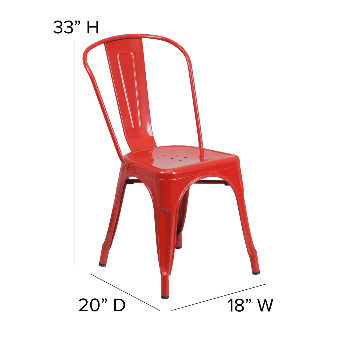 Perry Commercial Grade Red Metal Indoor-Outdoor Stackable Chair Red