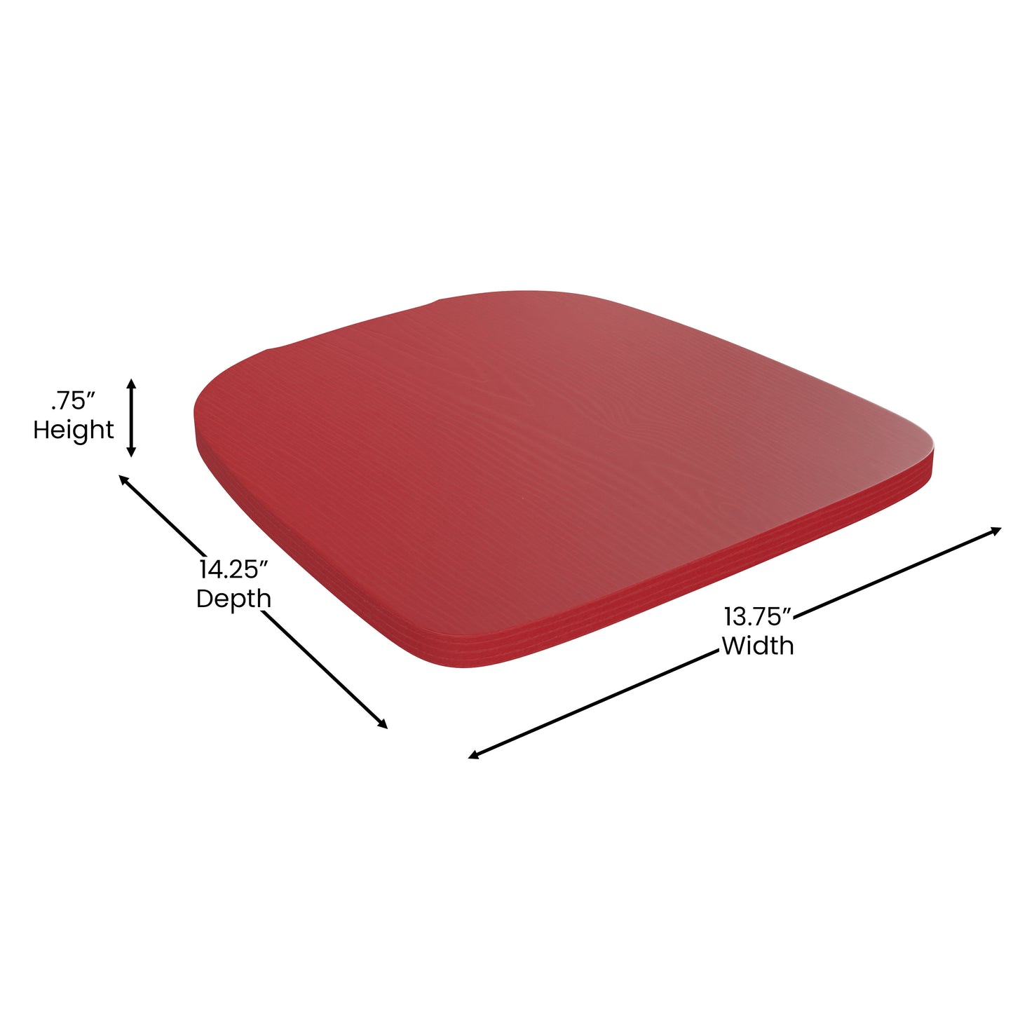 Perry Commercial Grade Red Metal Indoor-Outdoor Stackable Chair with Red Poly Resin Wood Seat Red Seat/Red Frame