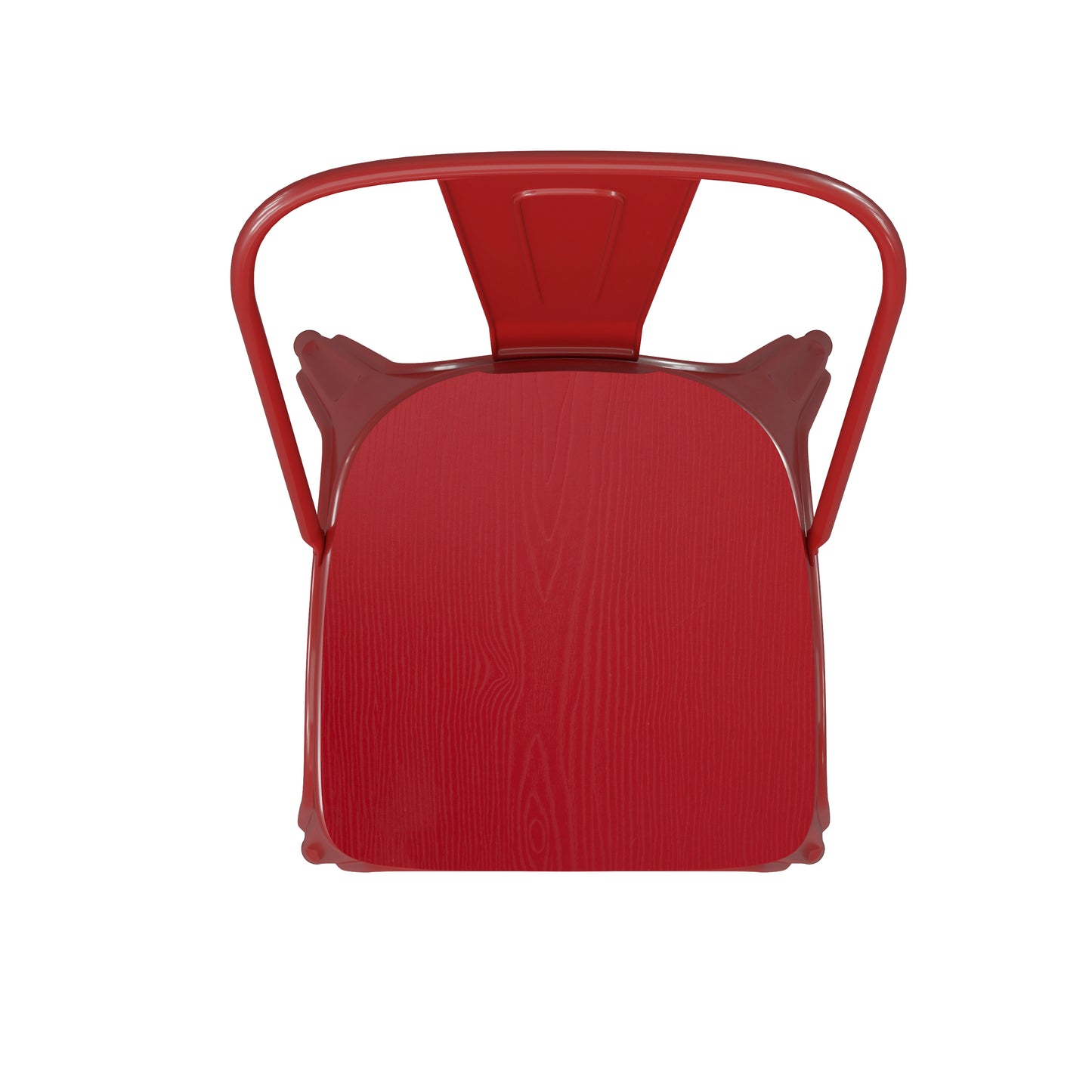 Perry Commercial Grade Red Metal Indoor-Outdoor Stackable Chair with Red Poly Resin Wood Seat Red Seat/Red Frame