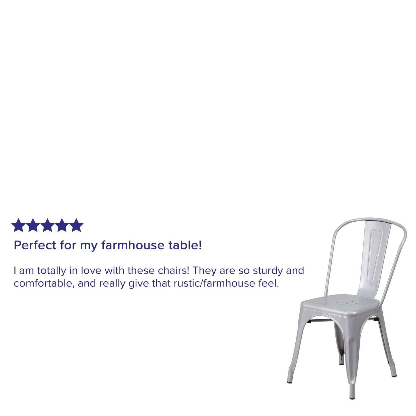 Perry Commercial Grade Silver Metal Indoor-Outdoor Stackable Chair Silver