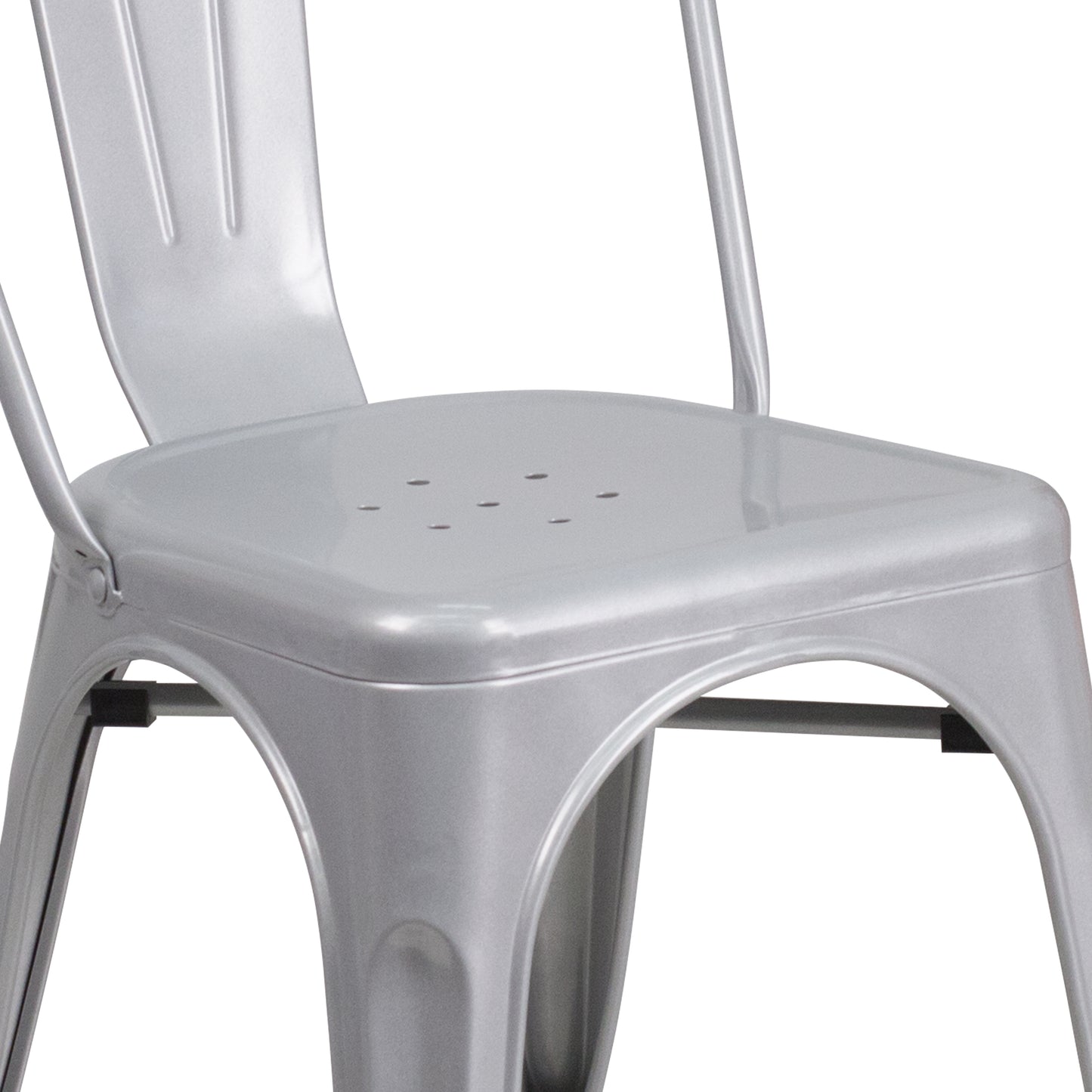 Perry Commercial Grade Silver Metal Indoor-Outdoor Stackable Chair Silver