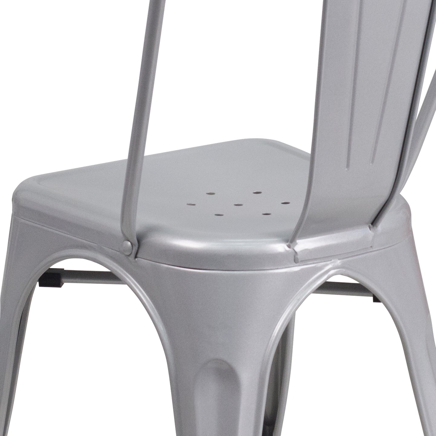 Perry Commercial Grade Silver Metal Indoor-Outdoor Stackable Chair Silver