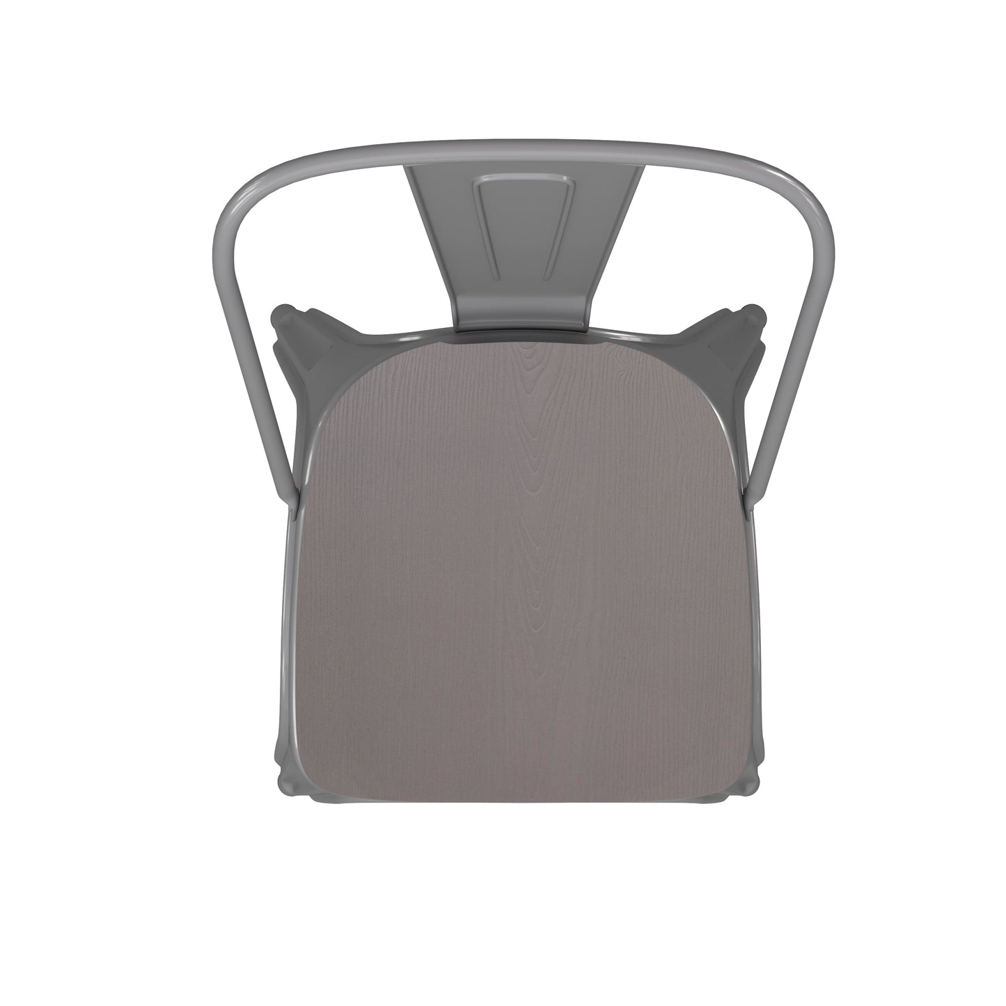Perry Commercial Grade Silver Metal Indoor-Outdoor Stackable Chair with Gray Poly Resin Wood Seat Gray Seat/Silver Frame CH-31230-SIL-PL1G-GG
