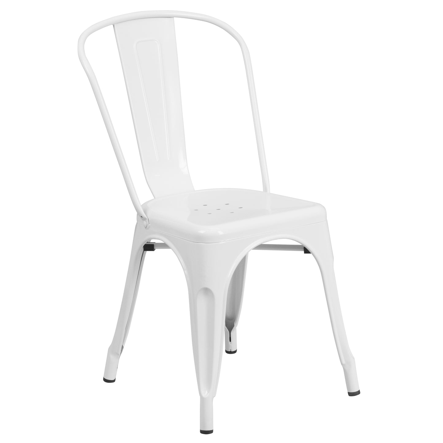 Perry Commercial Grade White Metal Indoor-Outdoor Stackable Chair White