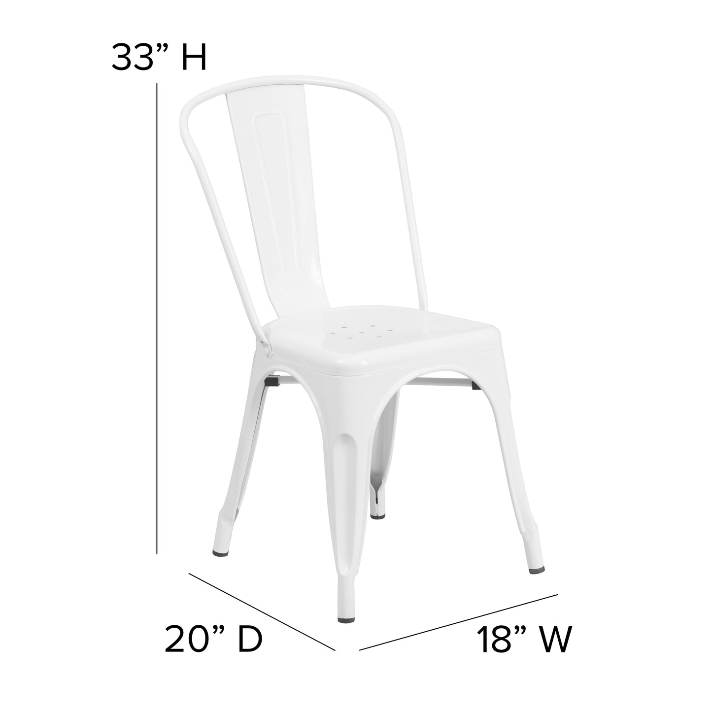 Perry Commercial Grade White Metal Indoor-Outdoor Stackable Chair White