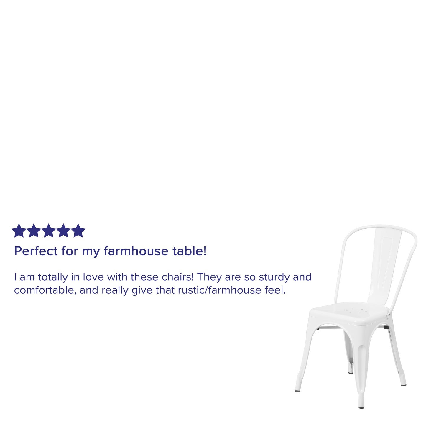 Perry Commercial Grade White Metal Indoor-Outdoor Stackable Chair White