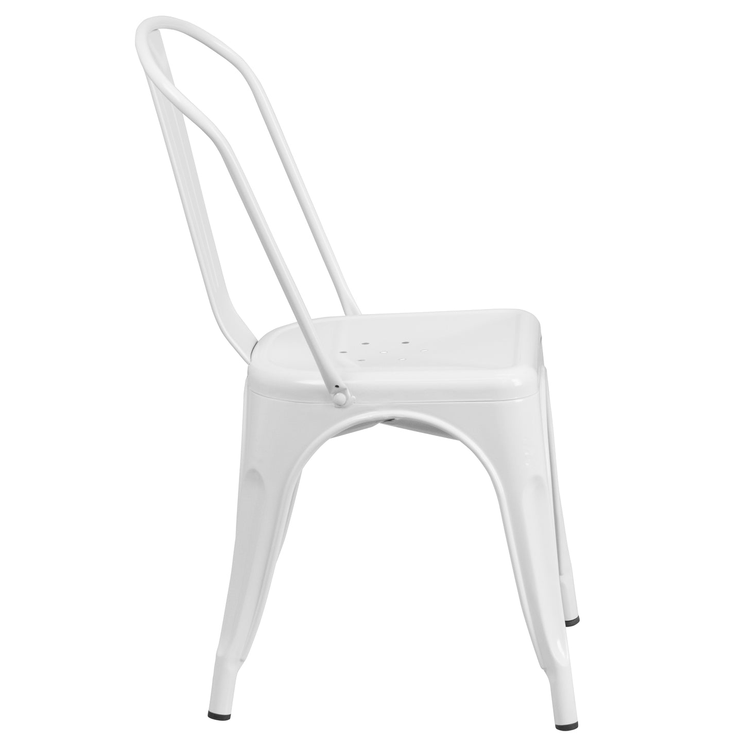 Perry Commercial Grade White Metal Indoor-Outdoor Stackable Chair White