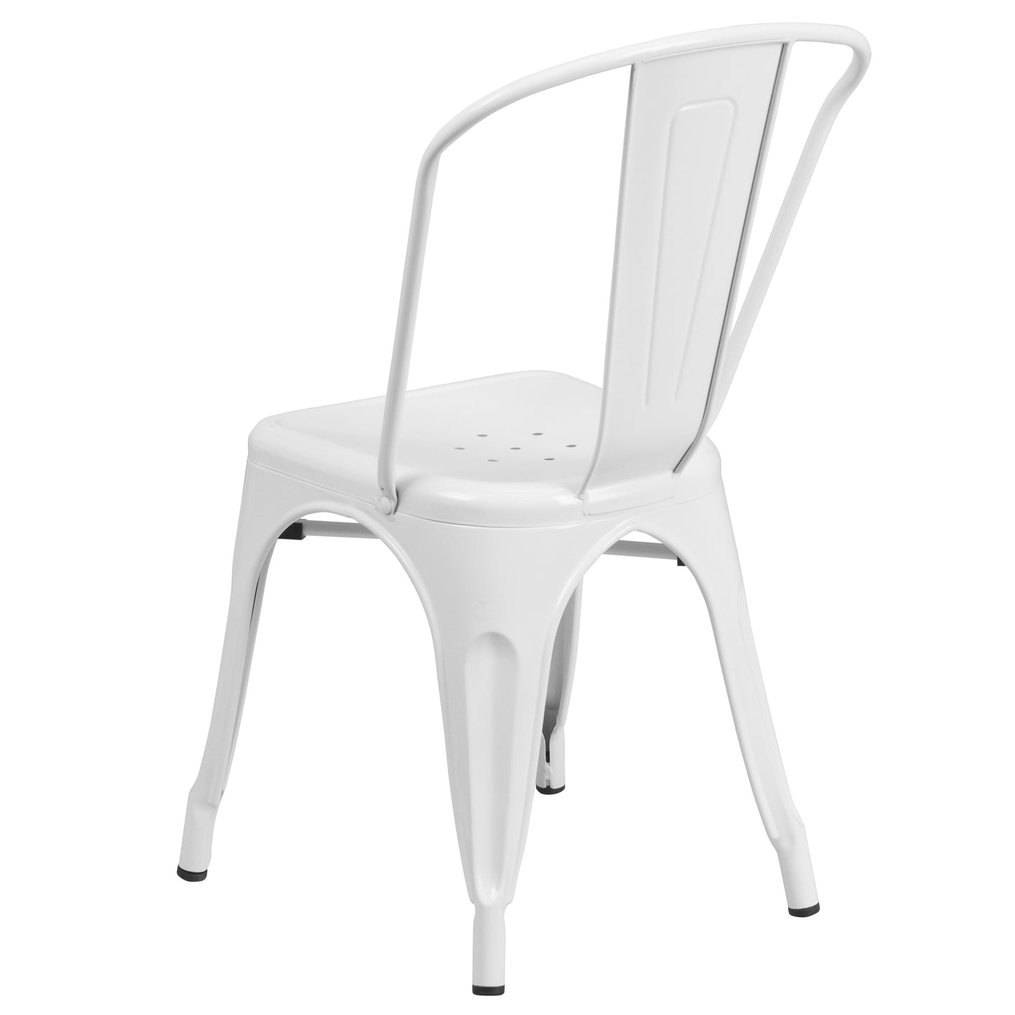 Perry Commercial Grade White Metal Indoor-Outdoor Stackable Chair White