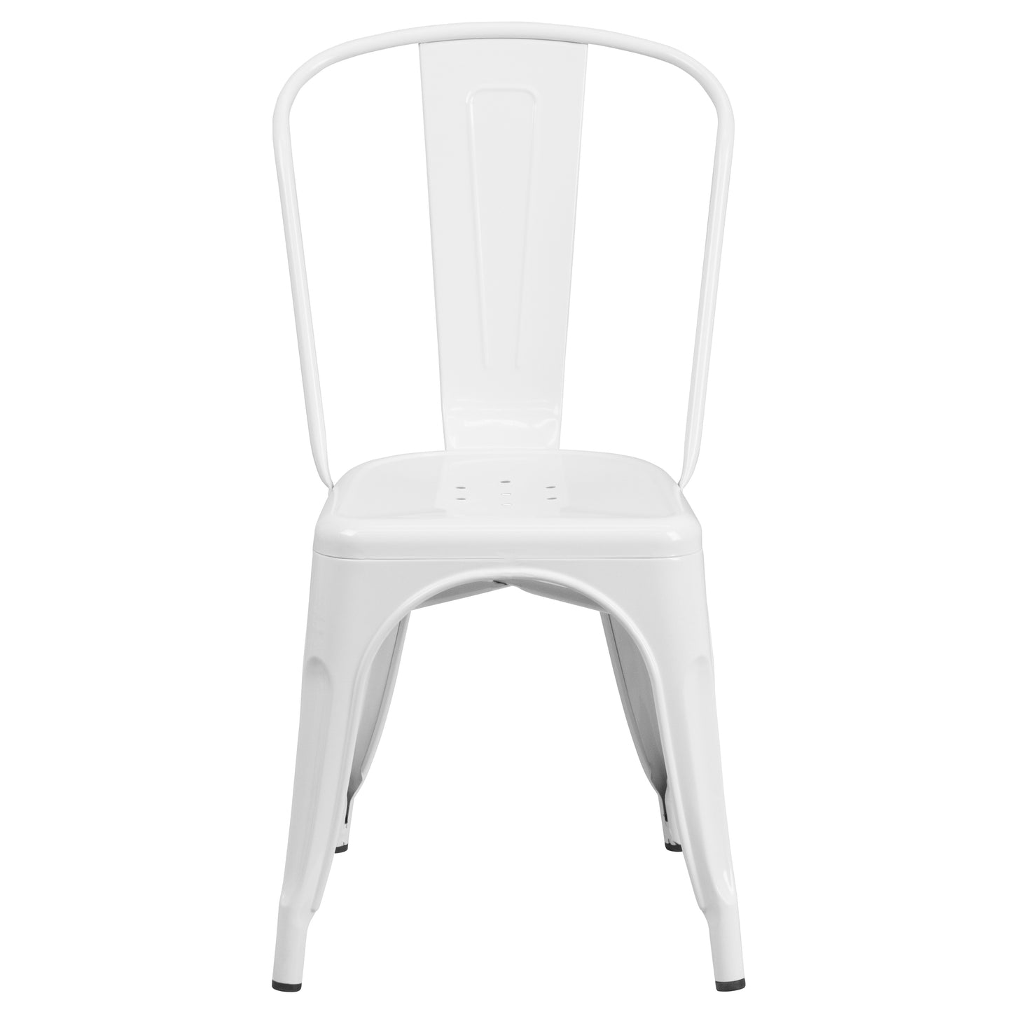 Perry Commercial Grade White Metal Indoor-Outdoor Stackable Chair White