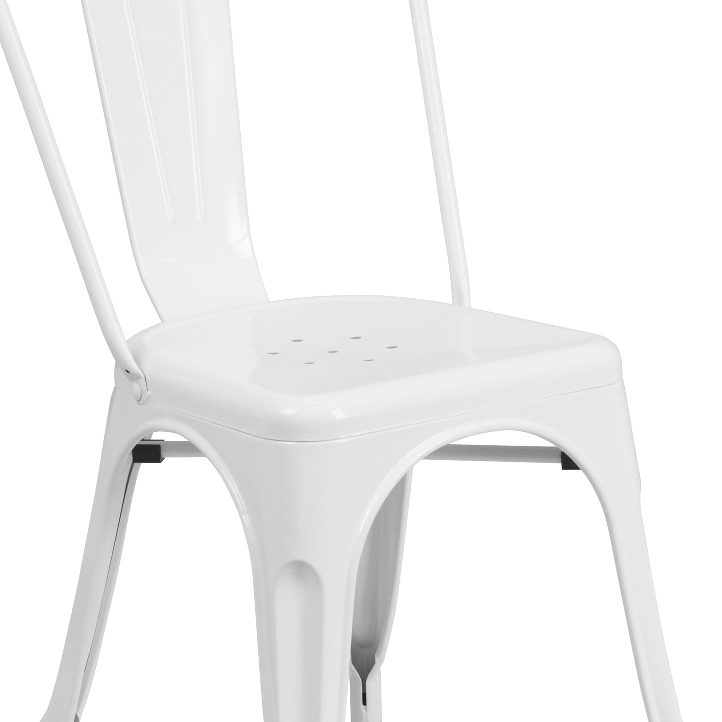 Perry Commercial Grade White Metal Indoor-Outdoor Stackable Chair White