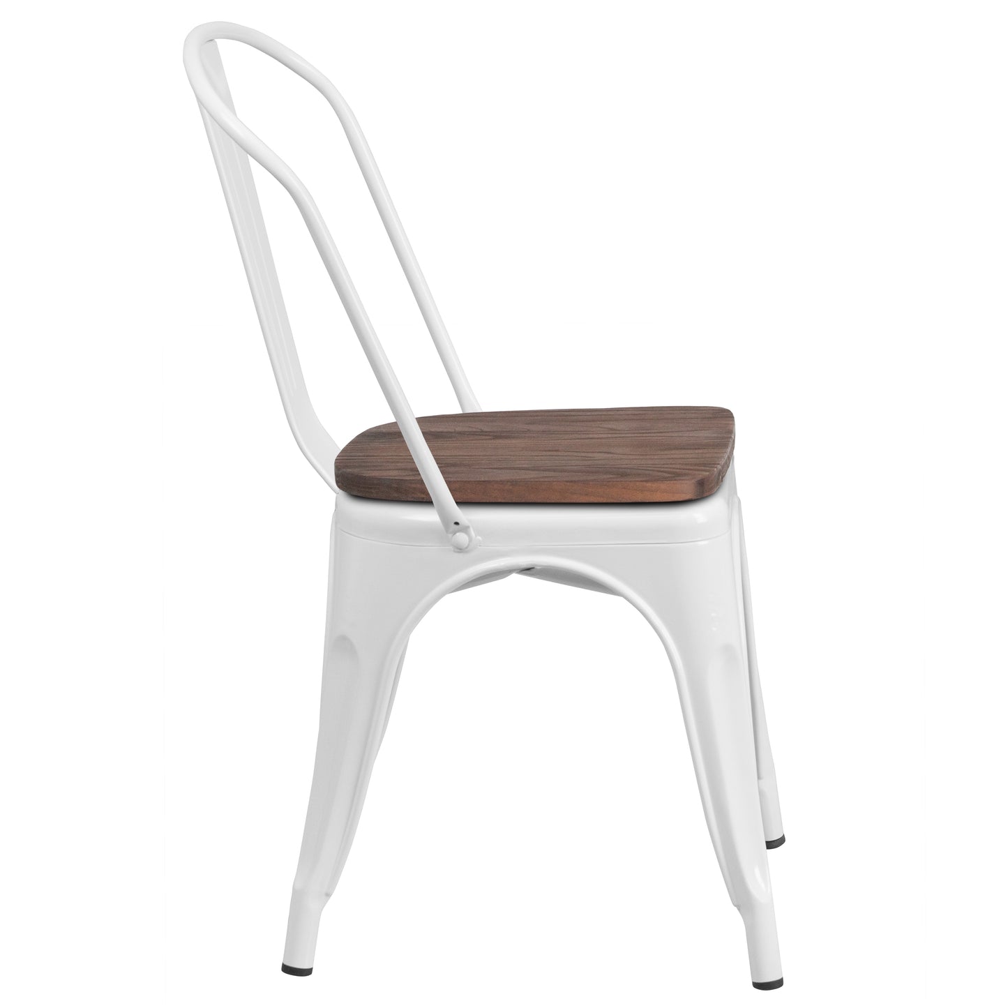Perry White Metal Stackable Chair with Wood Seat White