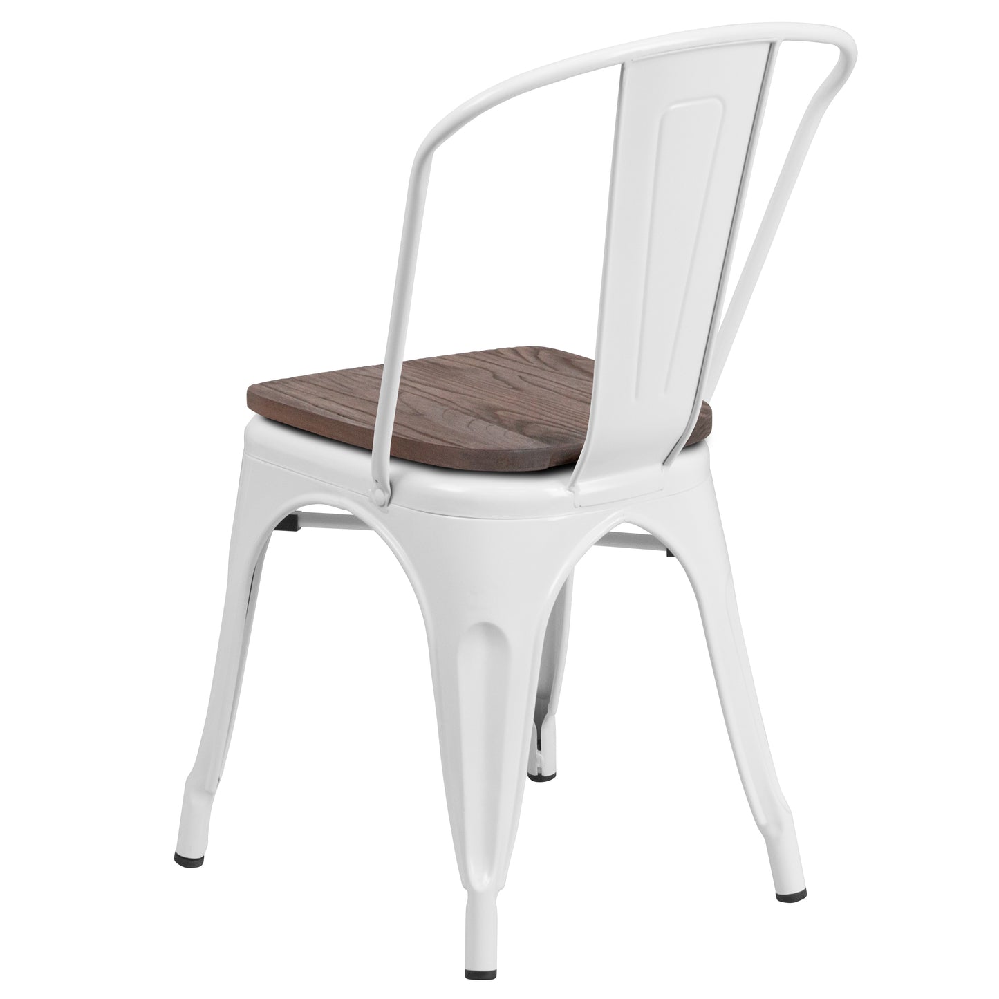 Perry White Metal Stackable Chair with Wood Seat White