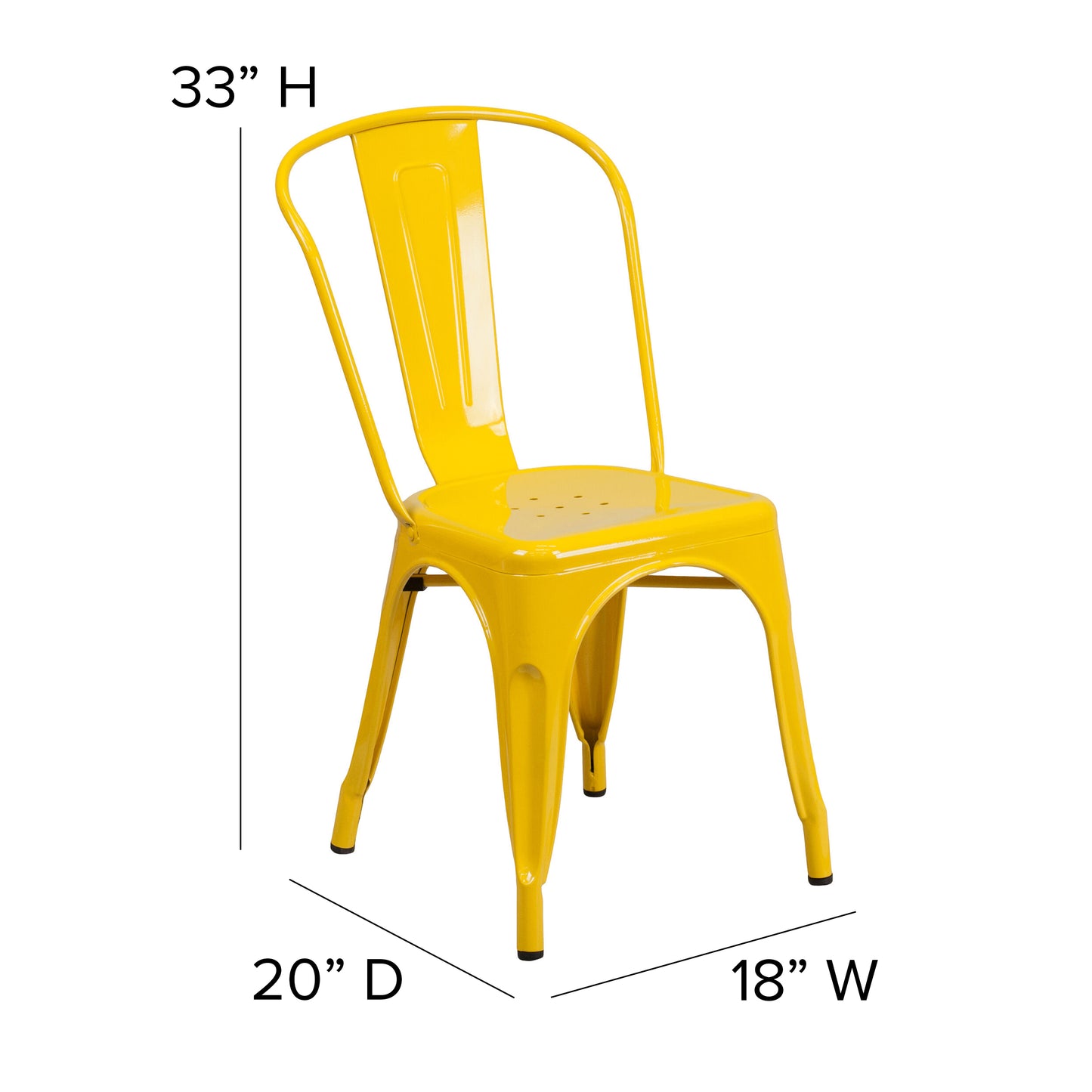 Foster Commercial Grade 31.5" Square Yellow Metal Indoor-Outdoor Table Set with 4 Stack Chairs Yellow ET-CT002-4-30-YL-GG