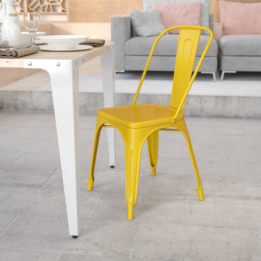 Perry Commercial Grade Yellow Metal Indoor-Outdoor Stackable Chair Yellow