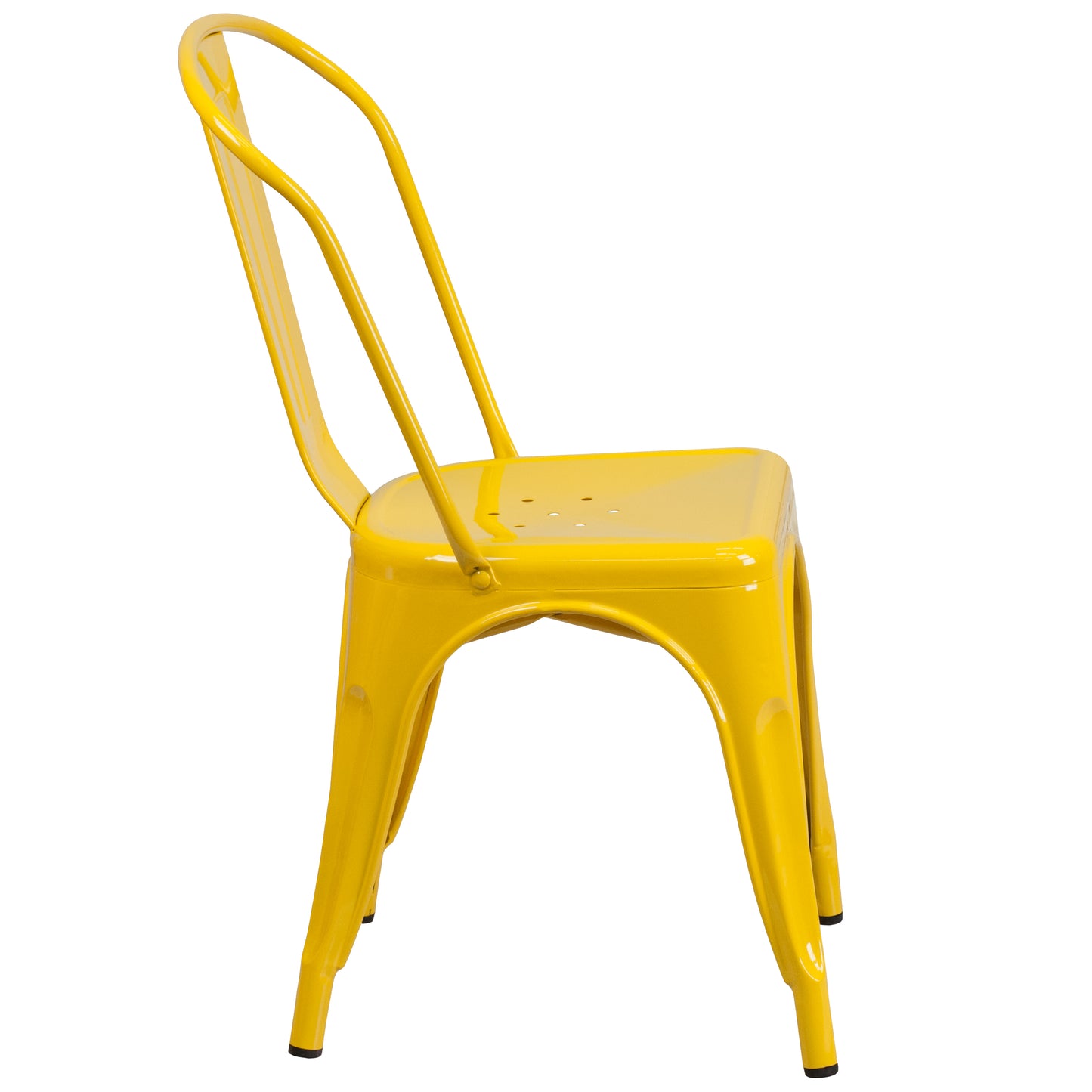 Foster Commercial Grade 31.5" Square Yellow Metal Indoor-Outdoor Table Set with 4 Stack Chairs Yellow ET-CT002-4-30-YL-GG